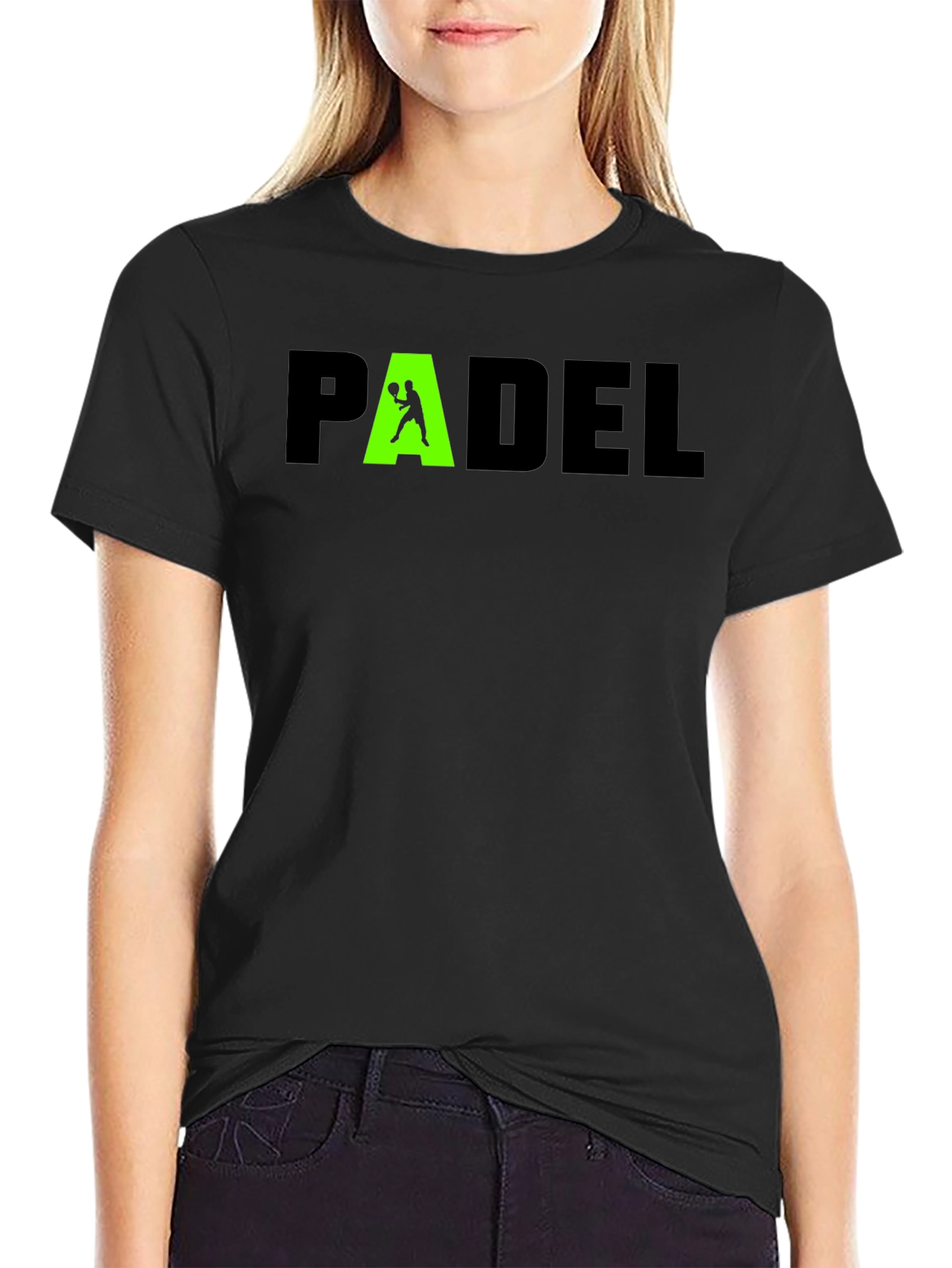 Padel Player Graphic Tee - Black Cotton T-Shirt