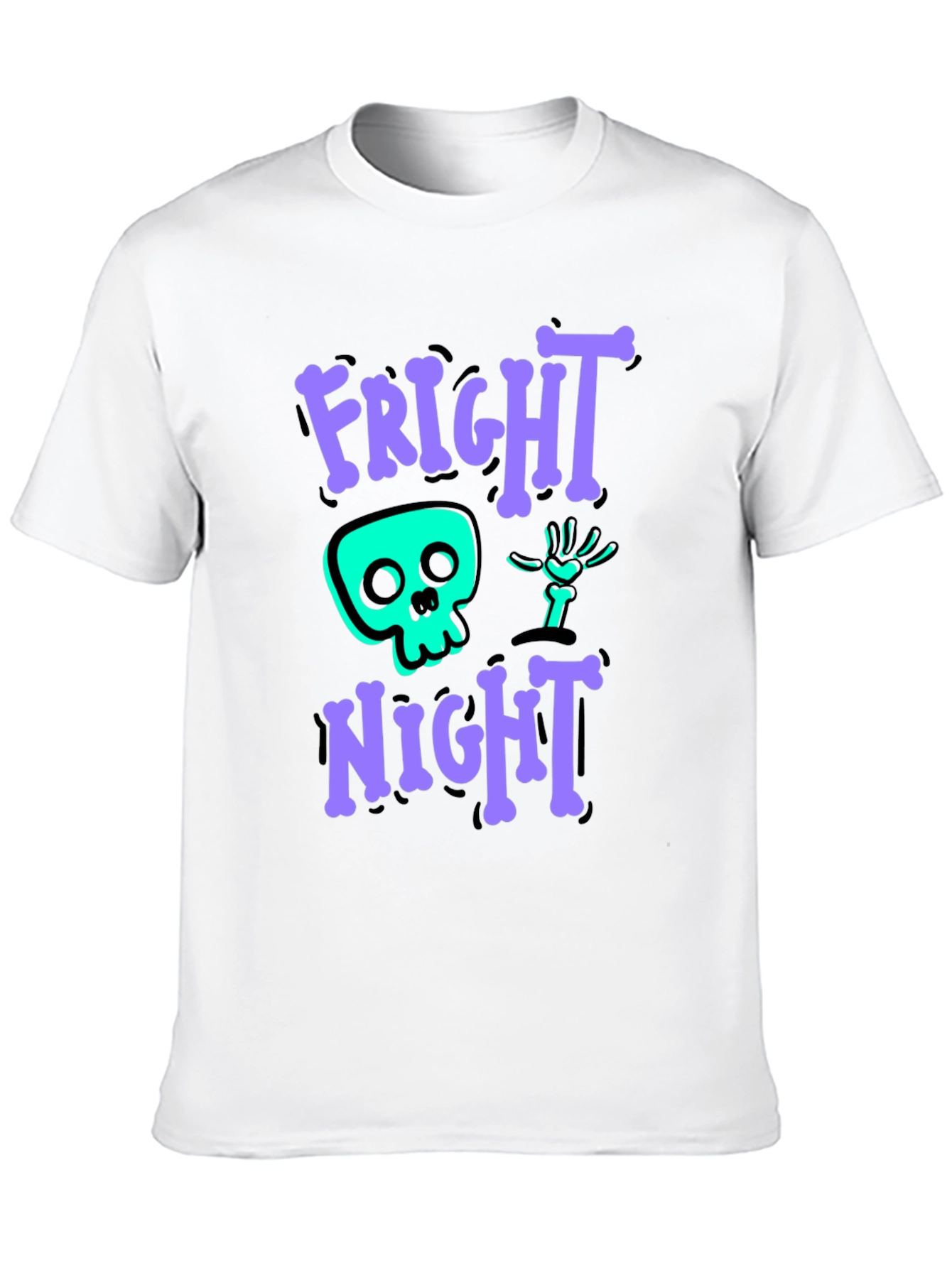 Fright Night Graphic Tee - Halloween Skeleton Shirt