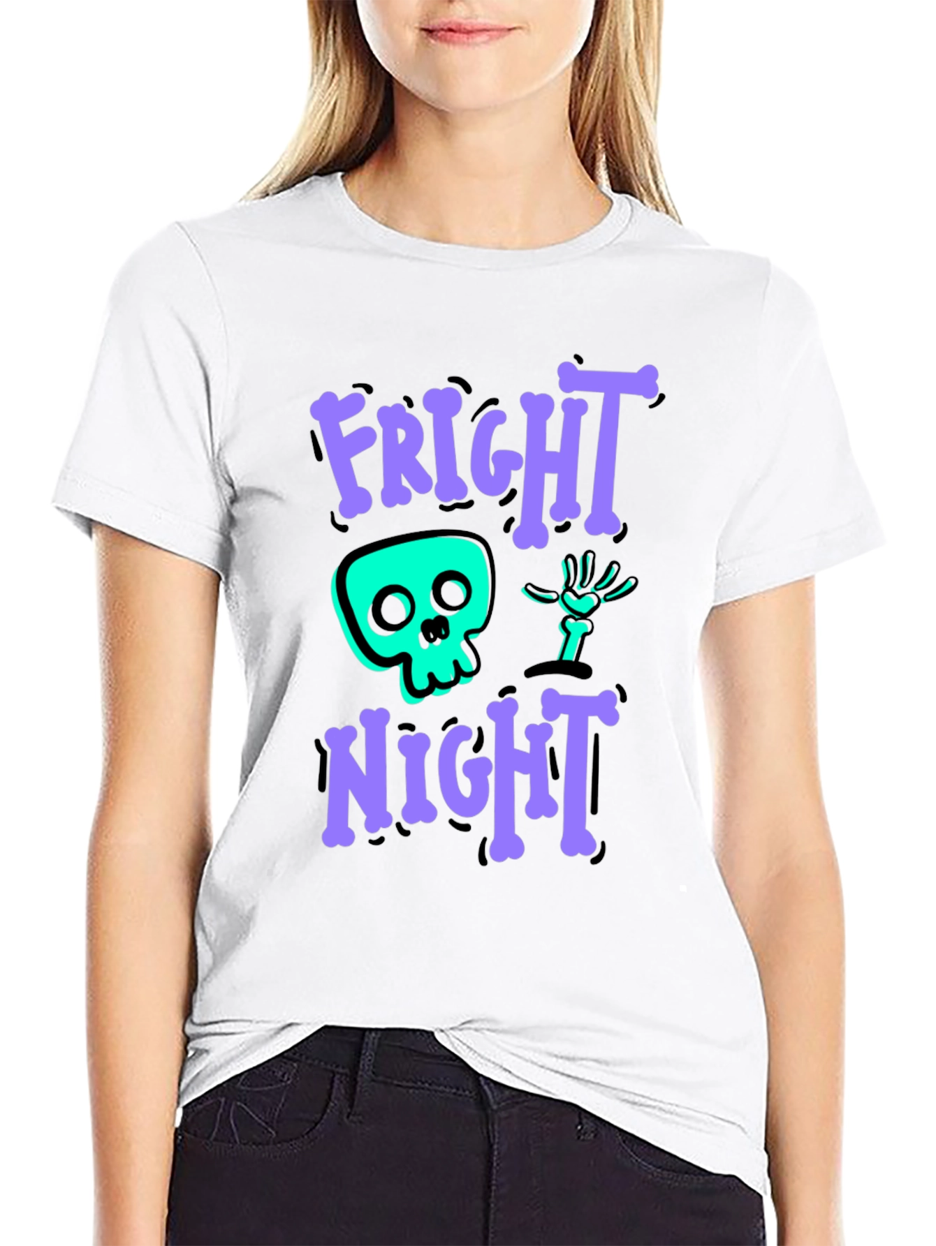 Fright Night Graphic Tee - Halloween Skeleton Shirt