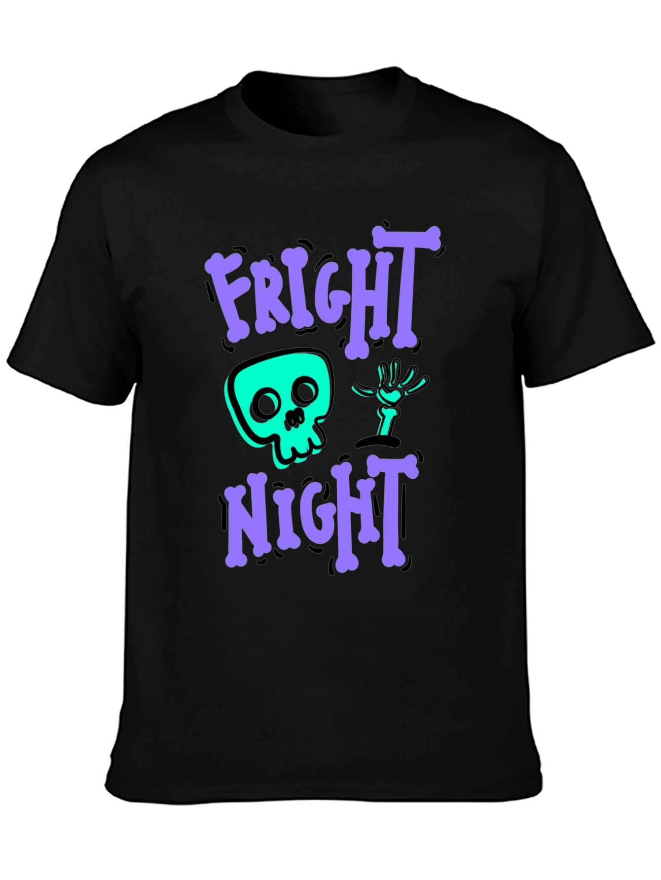 Fright Night Graphic Tee - Halloween Skeleton Shirt
