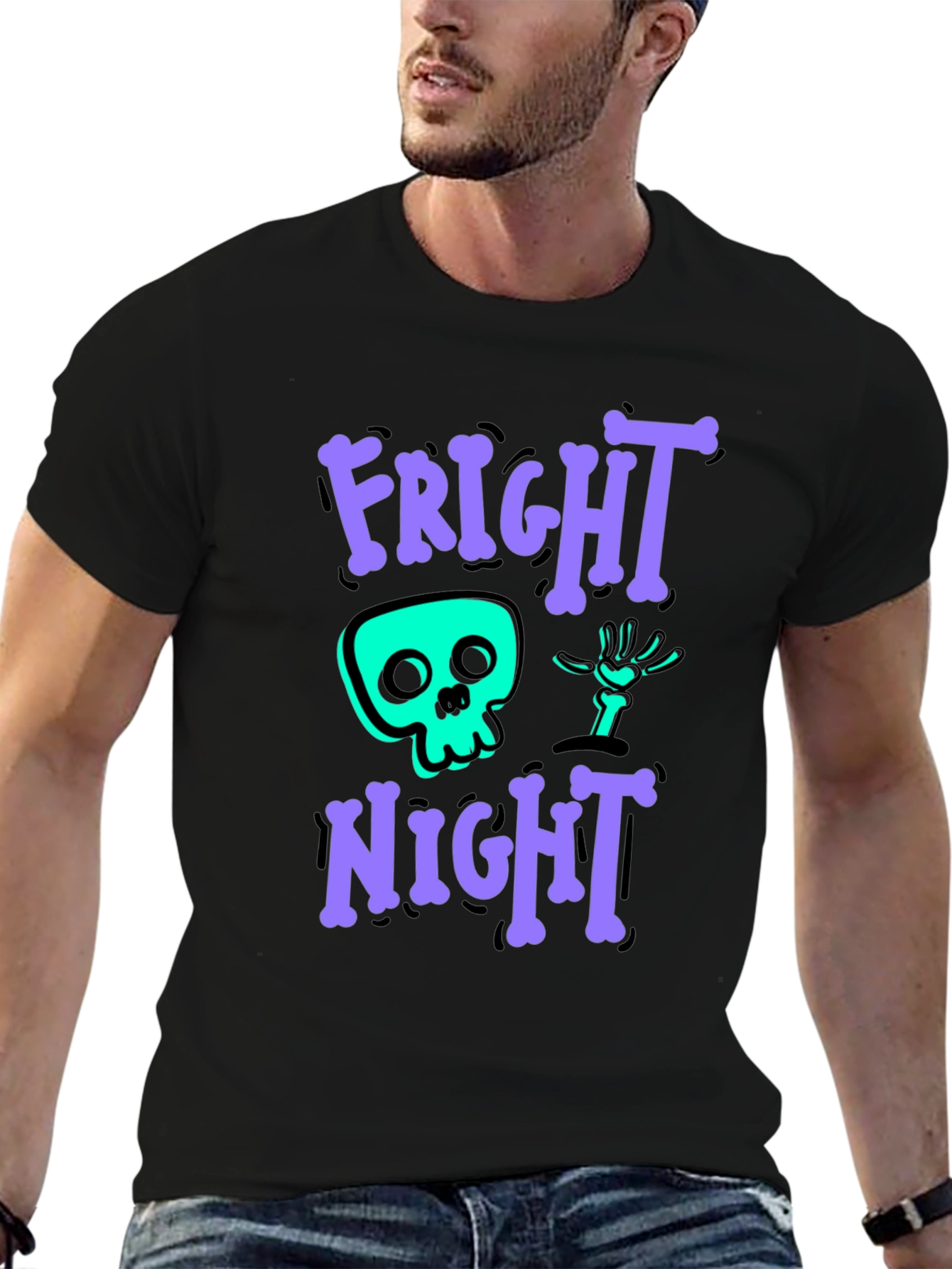 Fright Night Graphic Tee - Halloween Skeleton Shirt