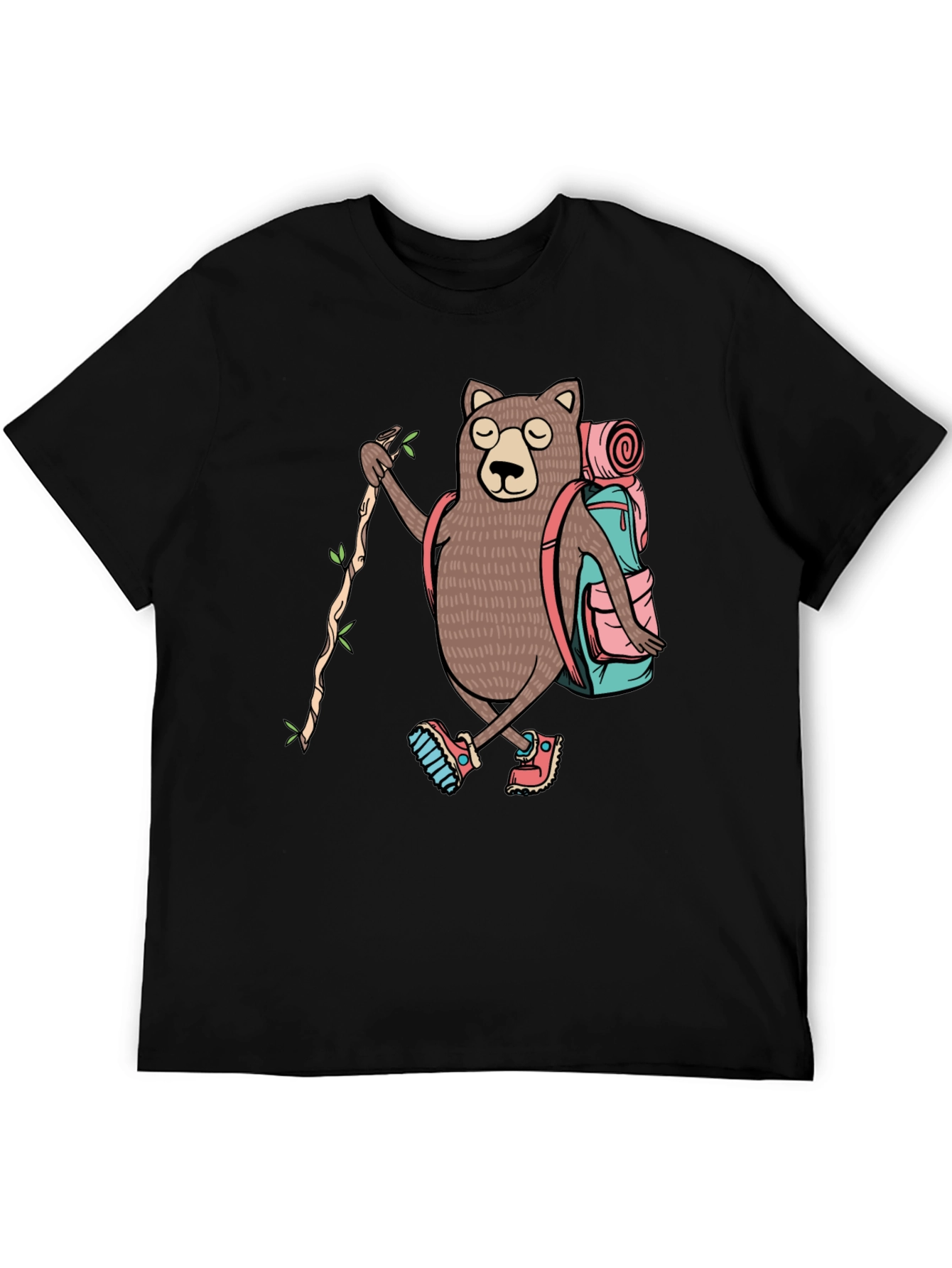 Hiking Bear Graphic T-Shirt - Adventure Ready