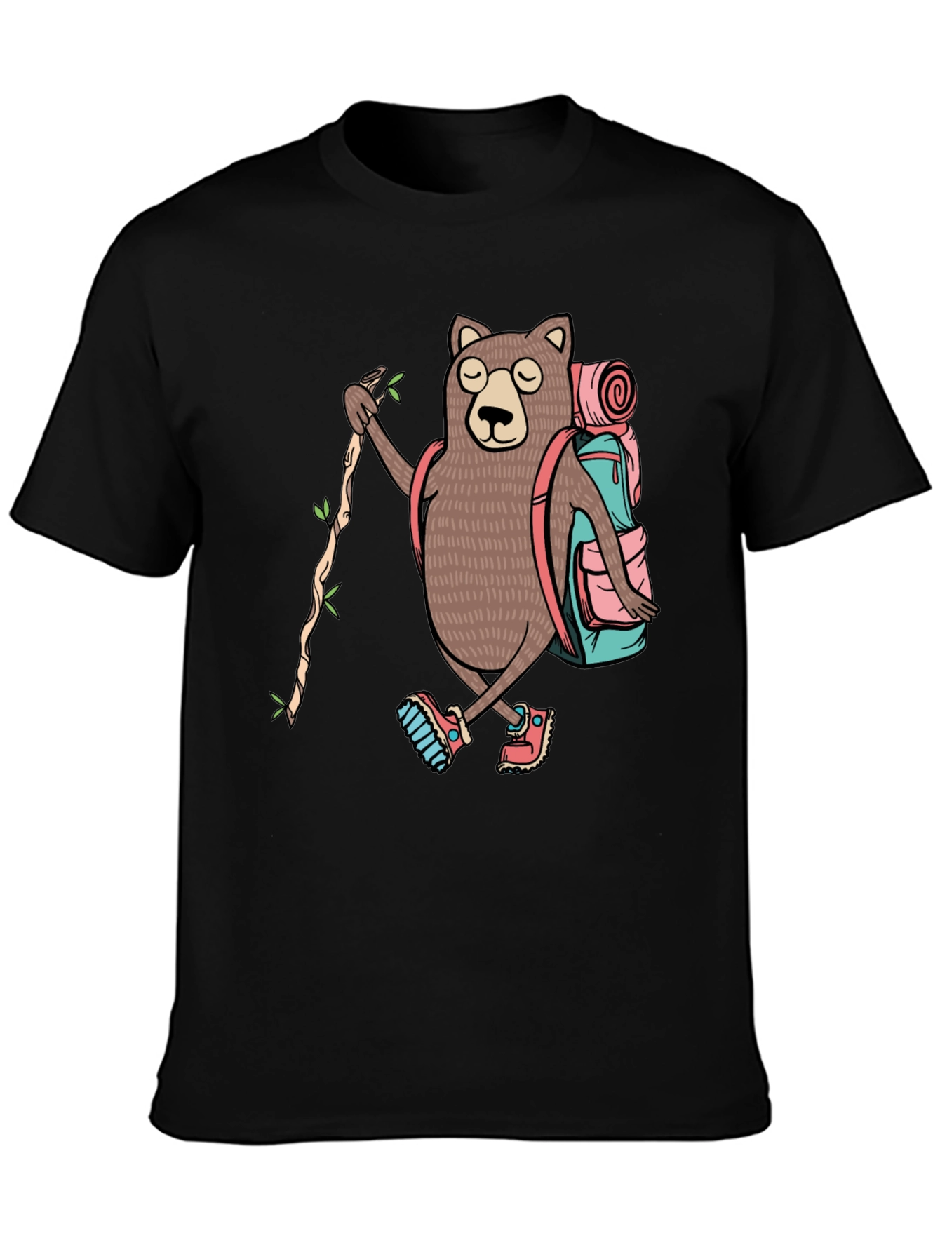 Hiking Bear Graphic T-Shirt - Adventure Ready