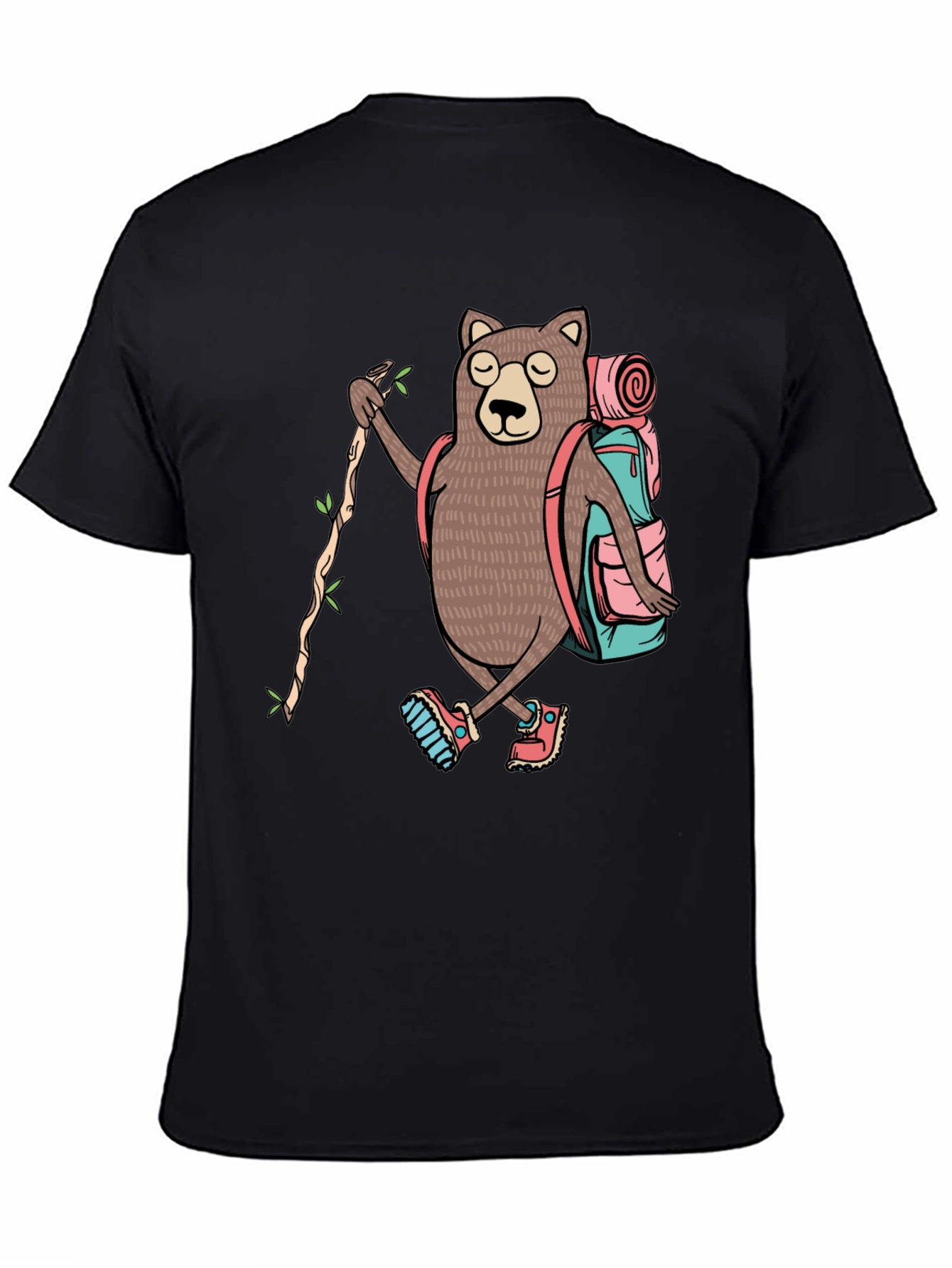 Hiking Bear Graphic T-Shirt - Adventure Ready
