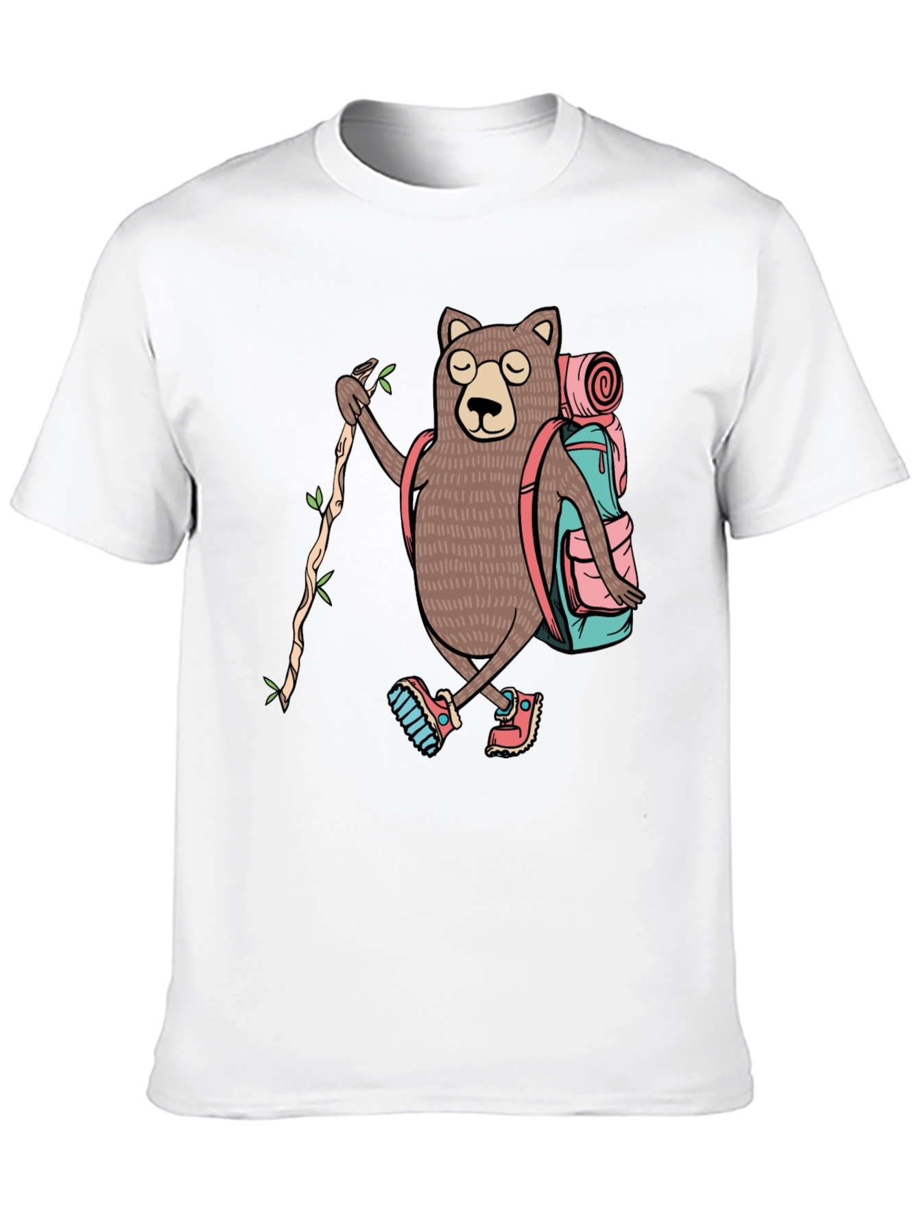 Hiking Bear Graphic T-Shirt - Adventure Ready
