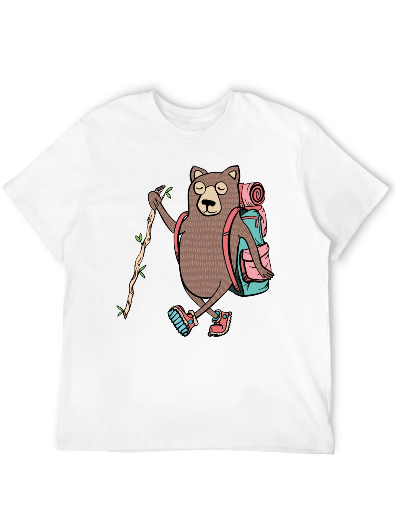 Hiking Bear Graphic T-Shirt - Adventure Ready