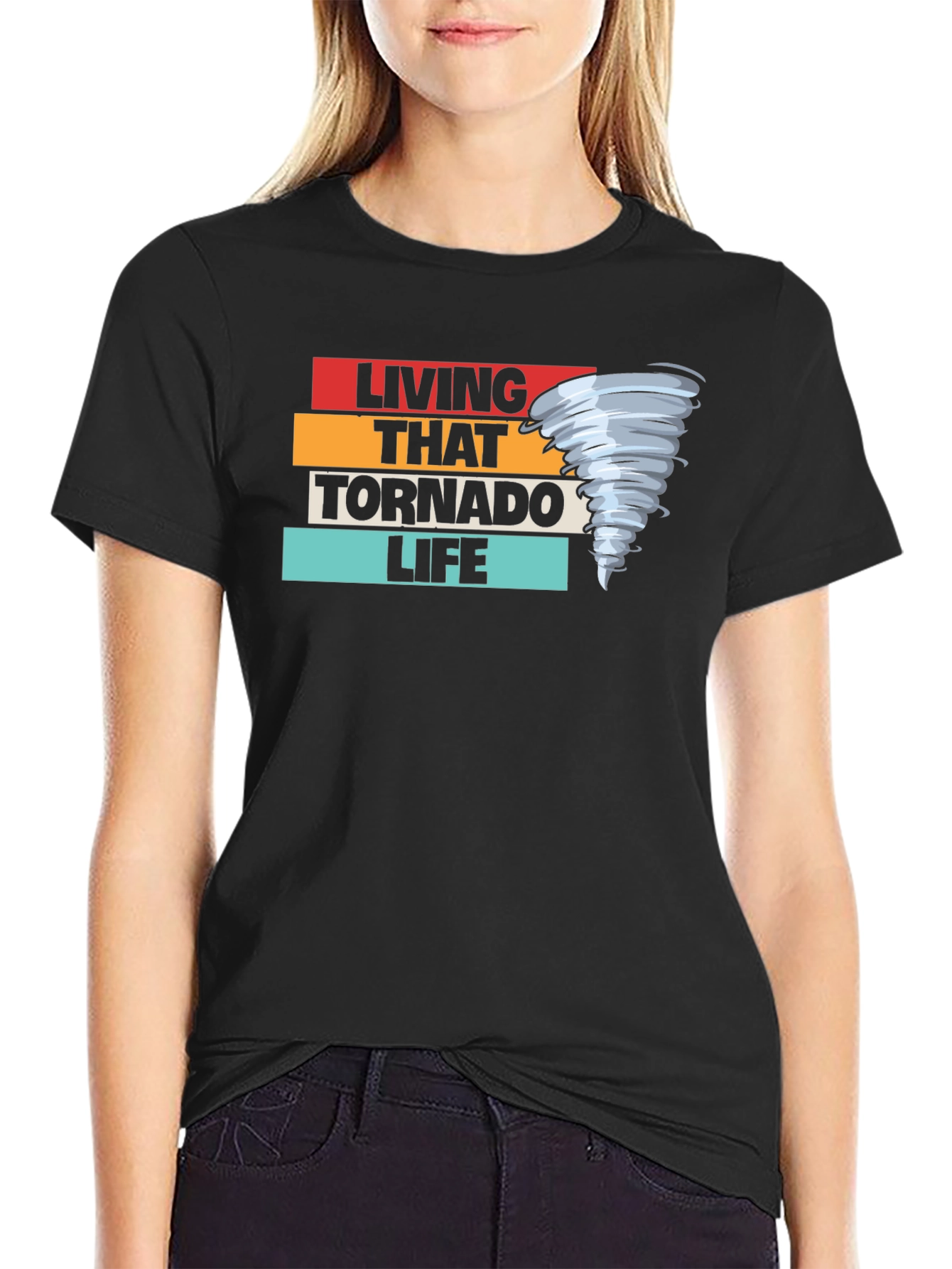 Living That Tornado Life Black T-Shirt
