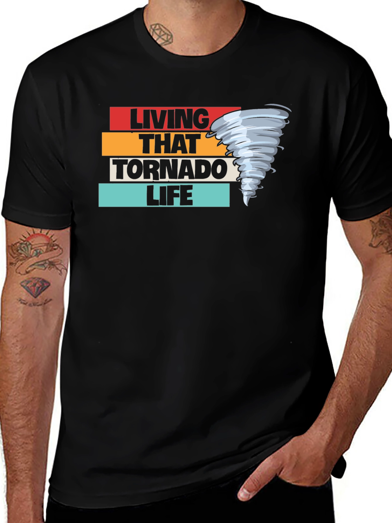 Living That Tornado Life Black T-Shirt