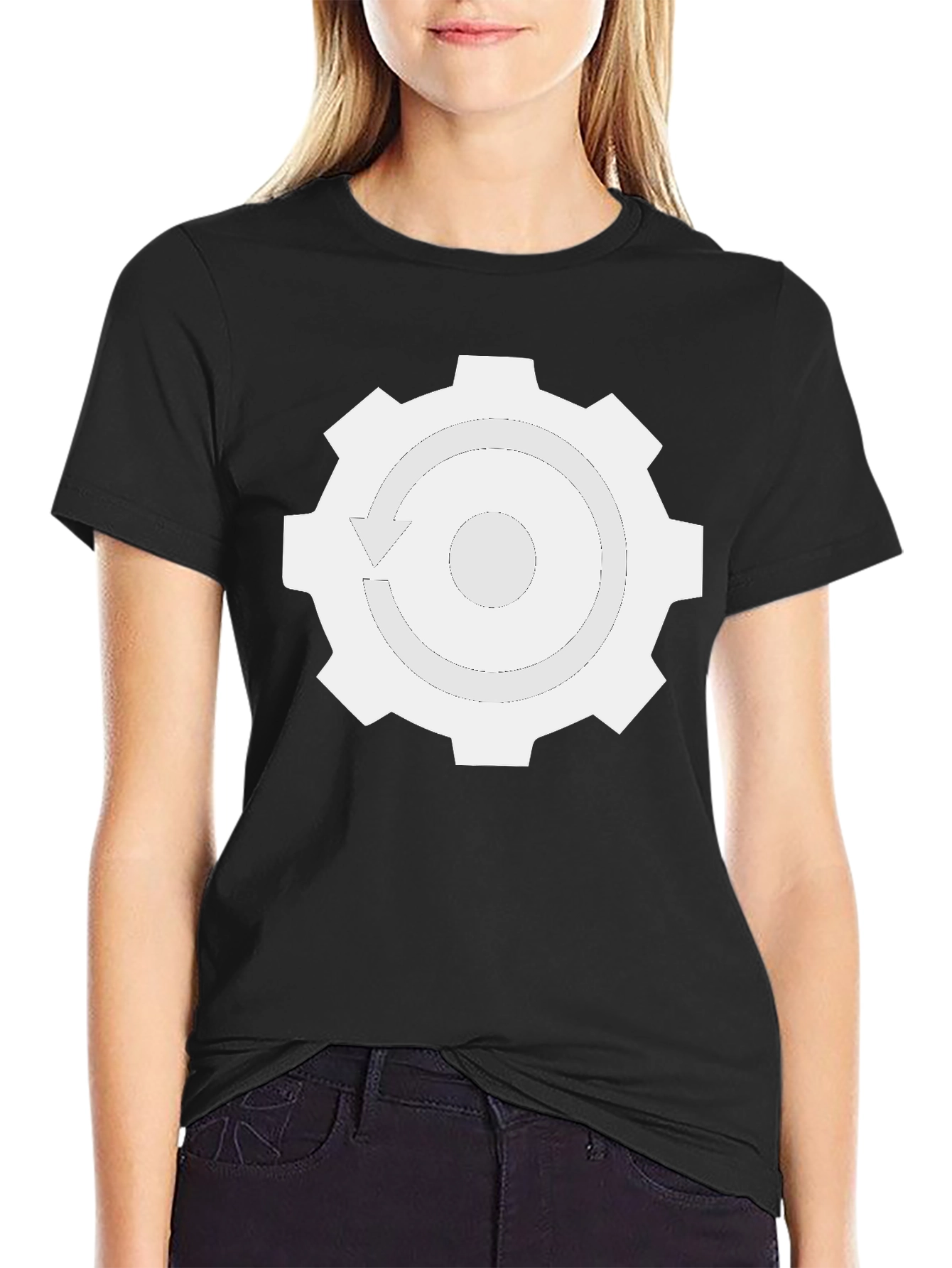 Gear Recycle T-Shirt - Black Cotton Blend Tee