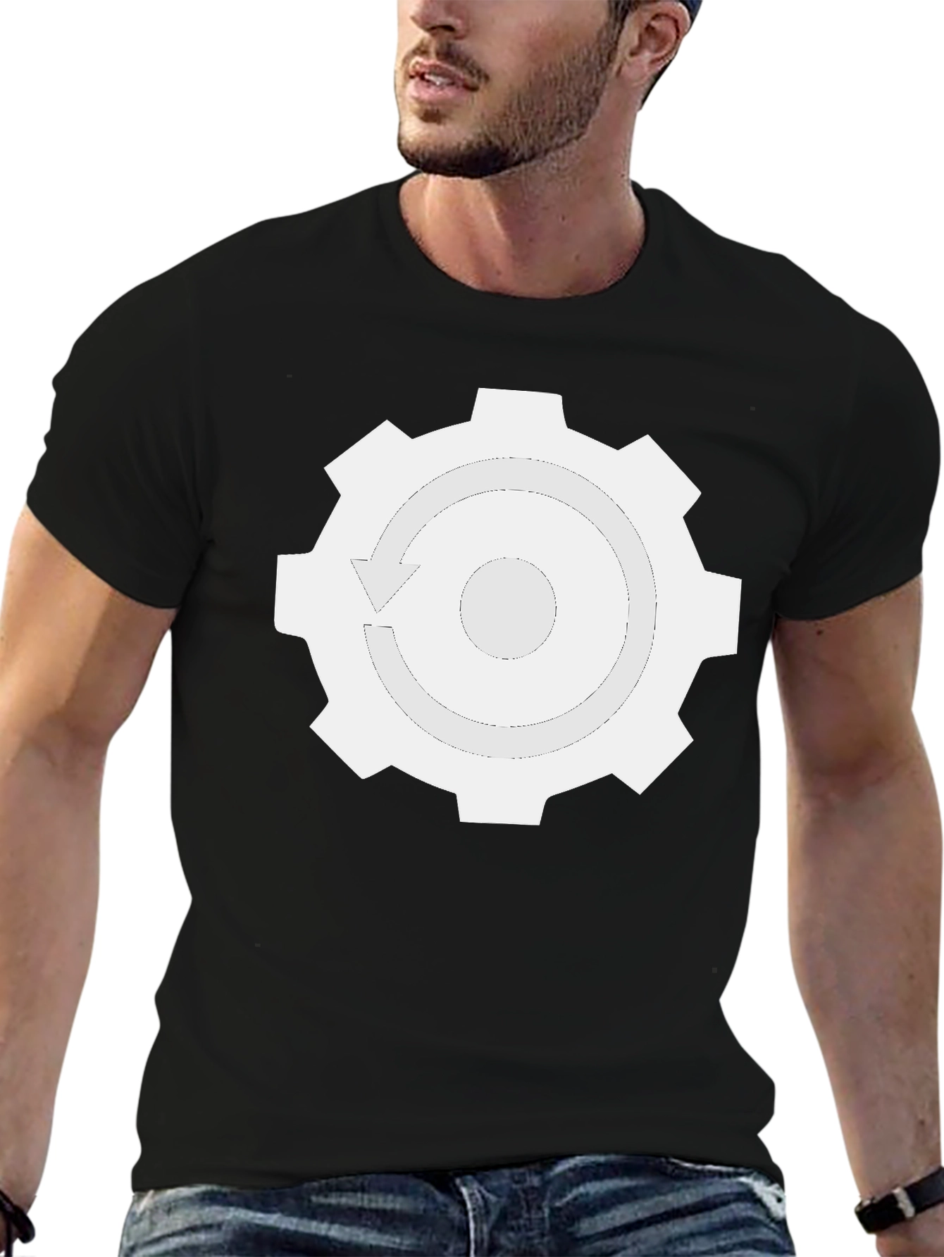 Gear Recycle T-Shirt - Black Cotton Blend Tee