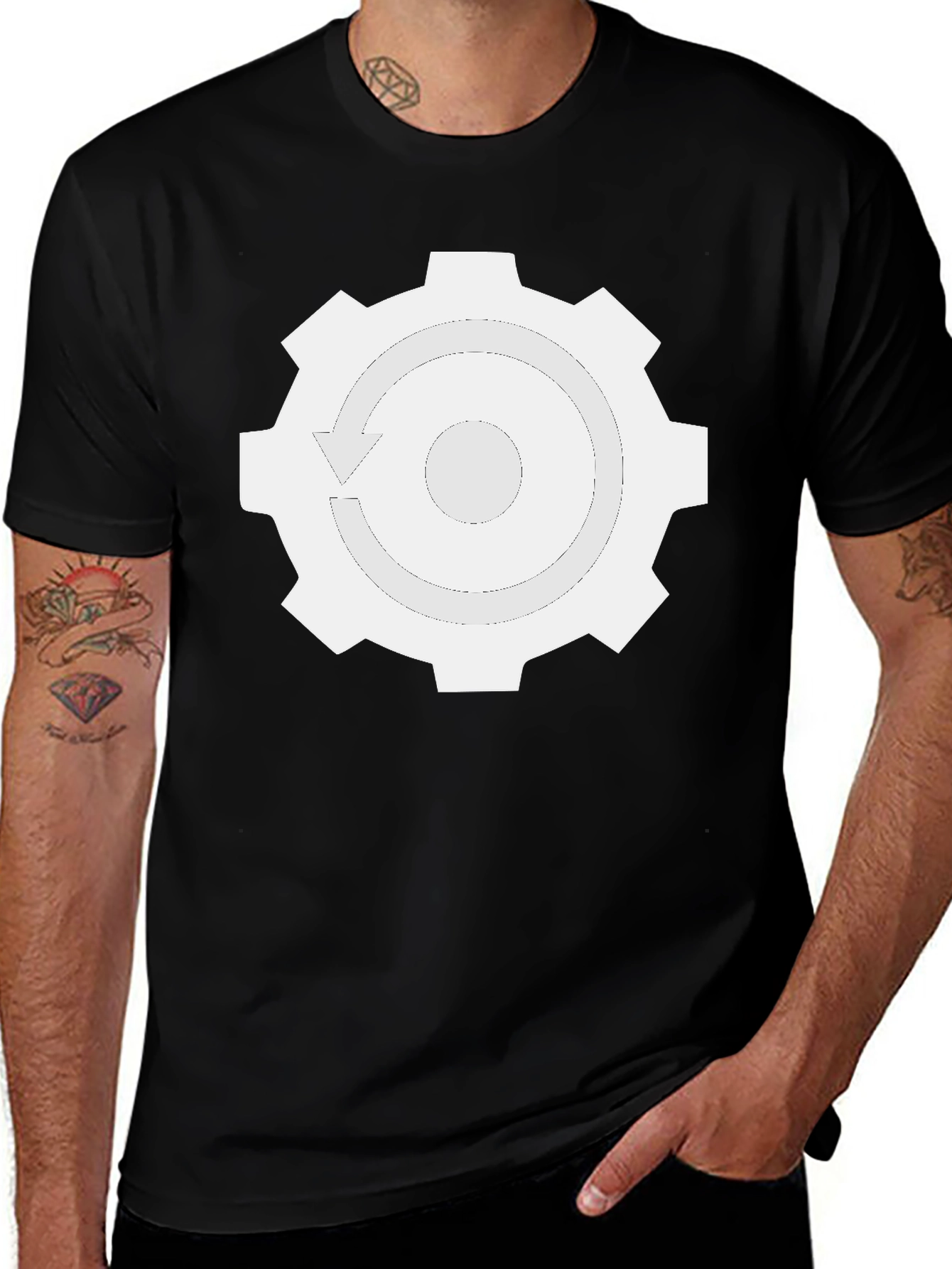 Gear Recycle T-Shirt - Black Cotton Blend Tee