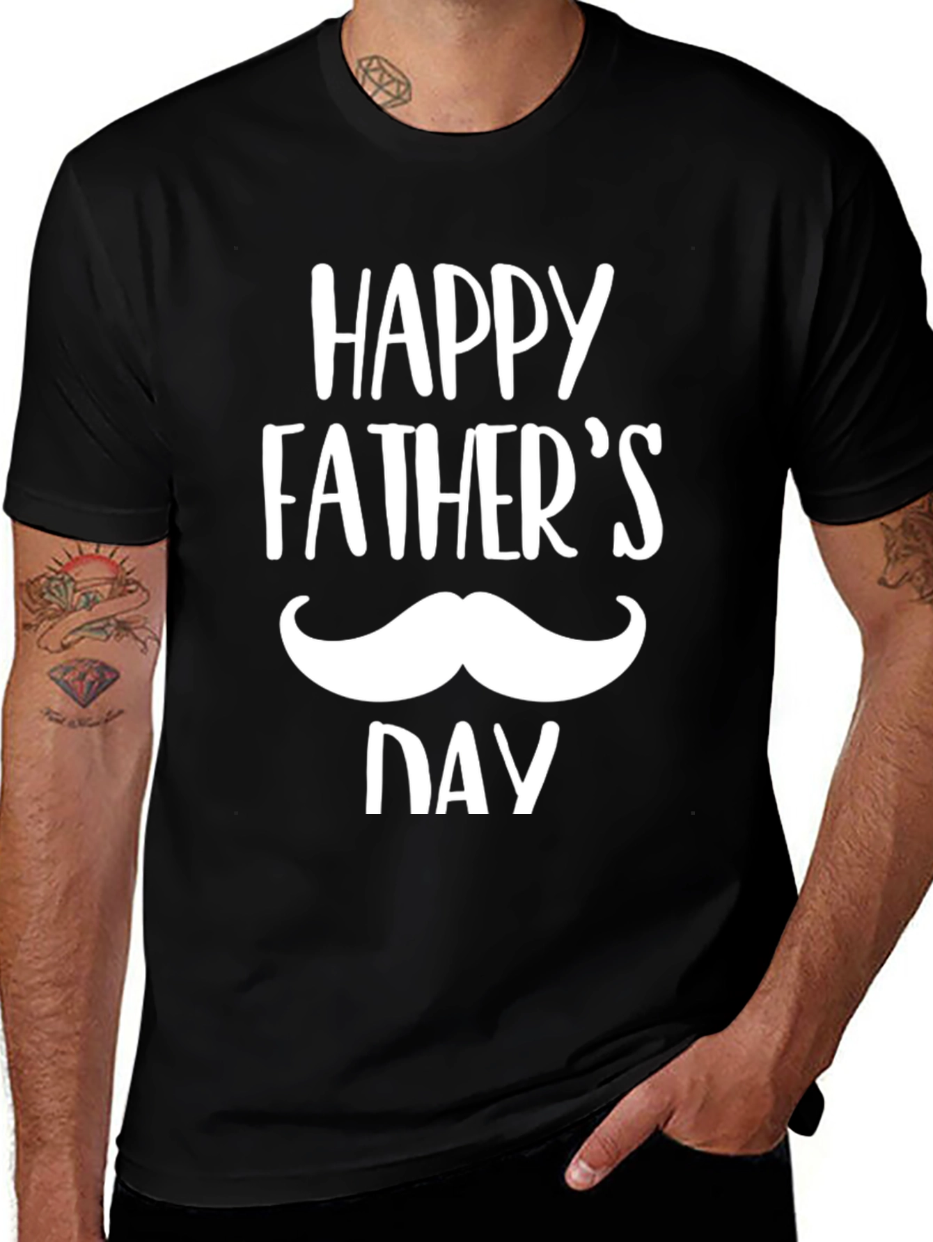 Happy Fathers Day Graphic Tee - Black Cotton T-Shirt