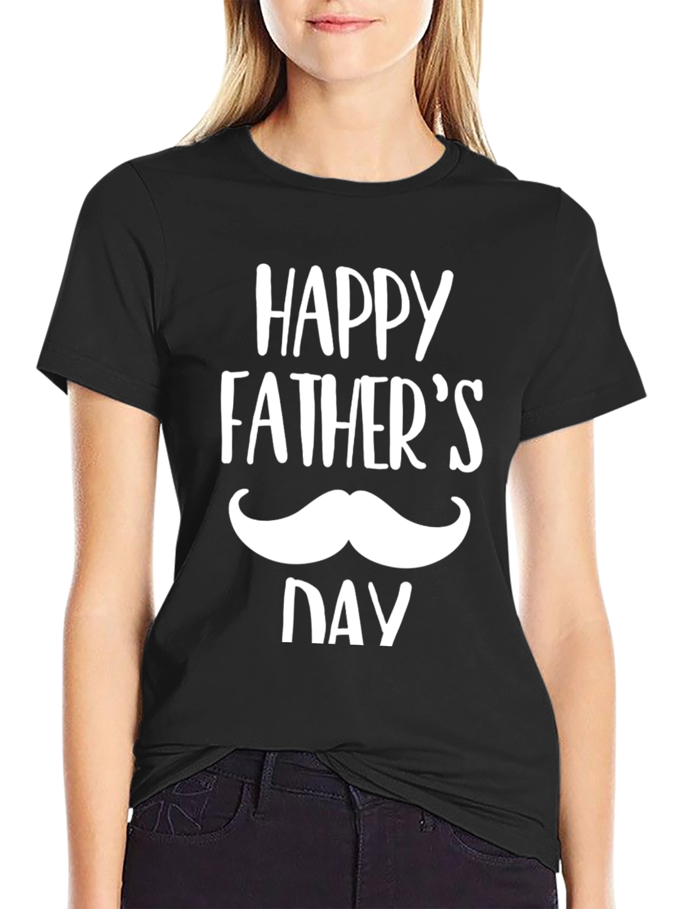 Happy Fathers Day Graphic Tee - Black Cotton T-Shirt