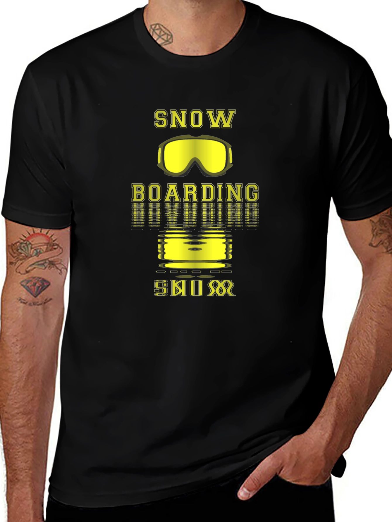 Snowboarding Graphic Tee - Black Cotton T-Shirt