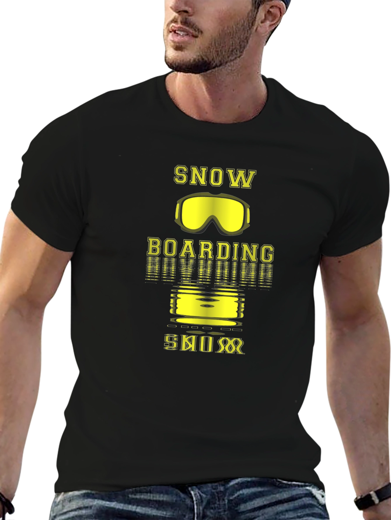 Snowboarding Graphic Tee - Black Cotton T-Shirt