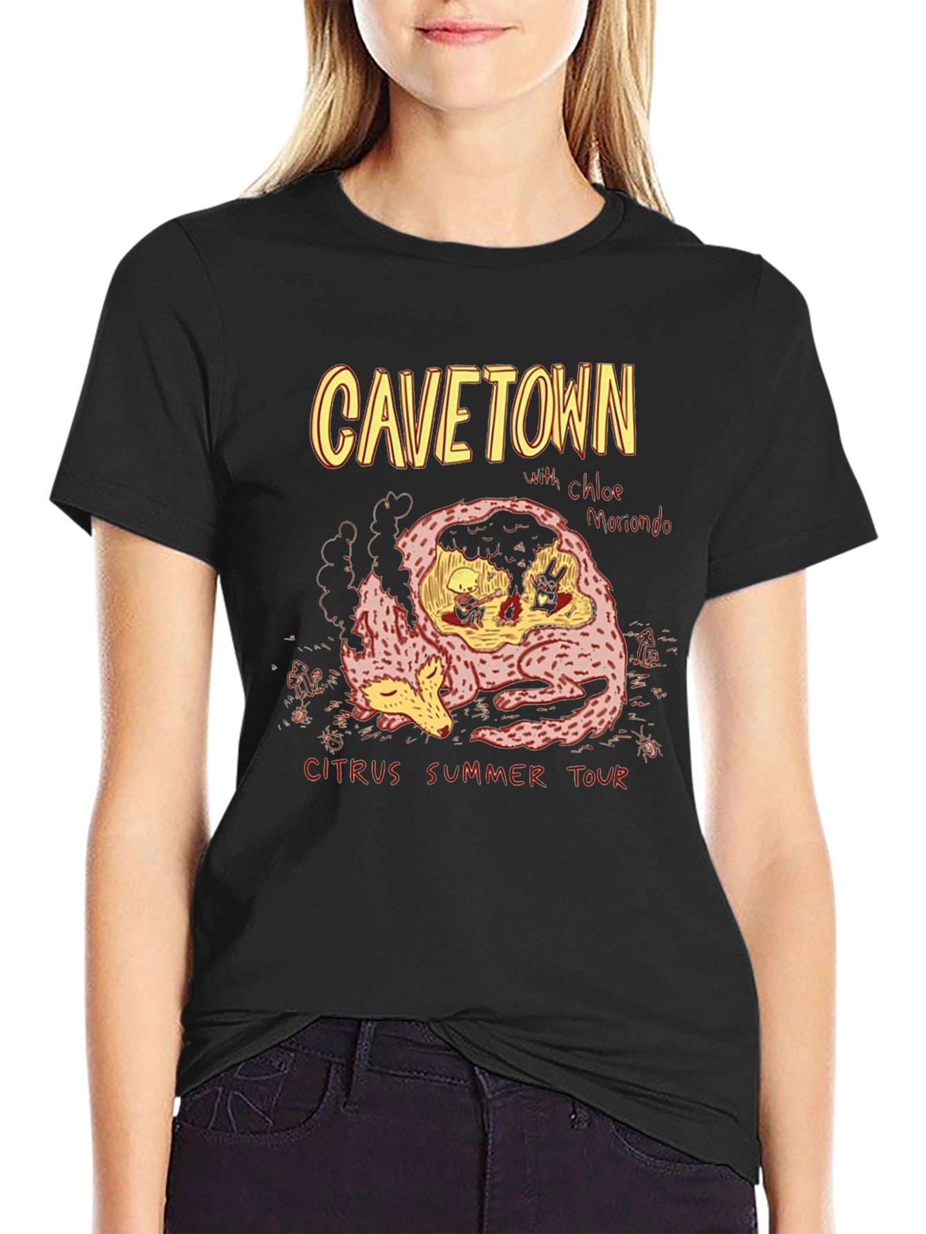 CAVETOWN Citrus Summer Tour Black Graphic T-Shirt
