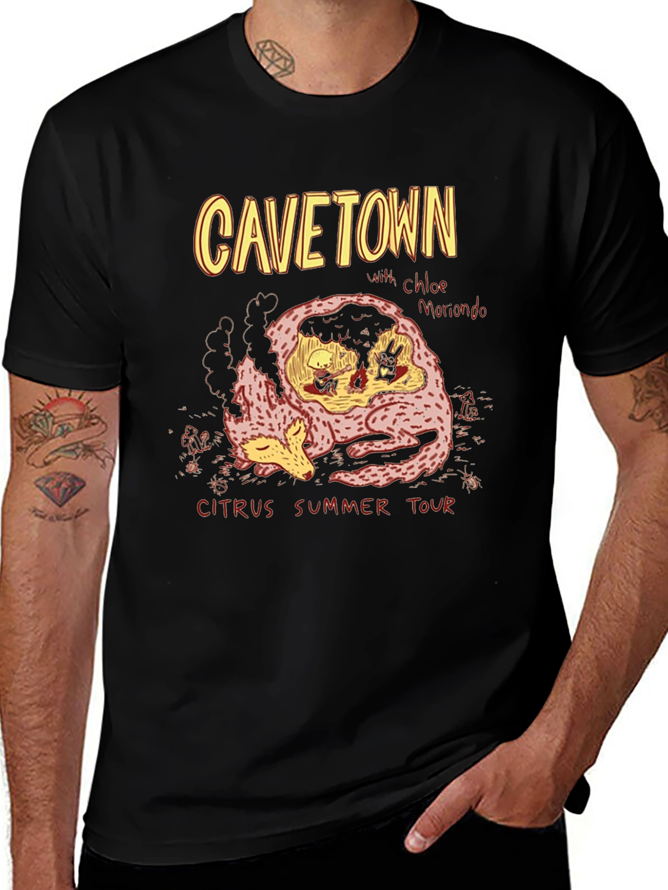 CAVETOWN Citrus Summer Tour Black Graphic T-Shirt