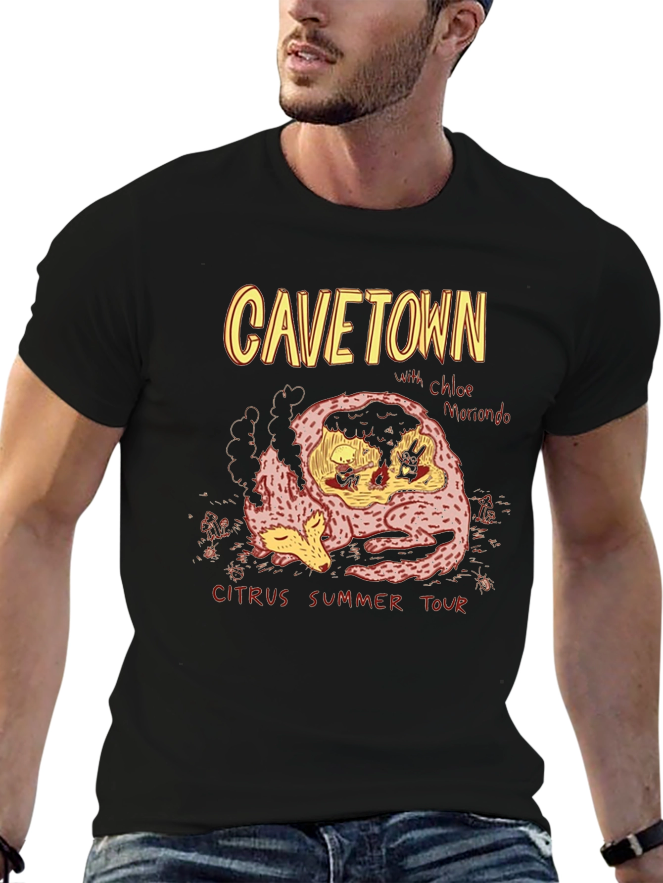CAVETOWN Citrus Summer Tour Black Graphic T-Shirt
