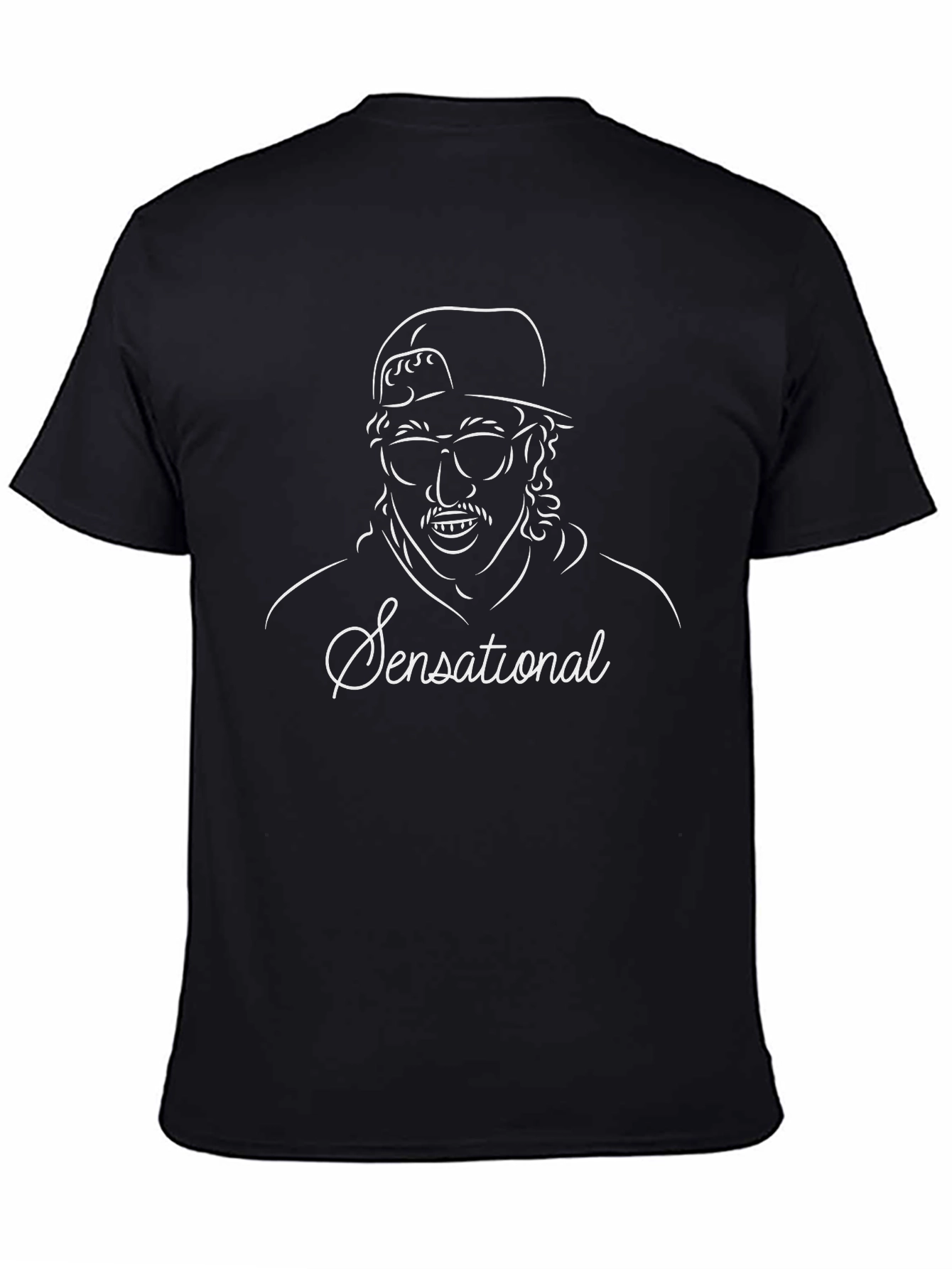 Sensational Line Art Graphic Tee - Cool Black T-Shirt