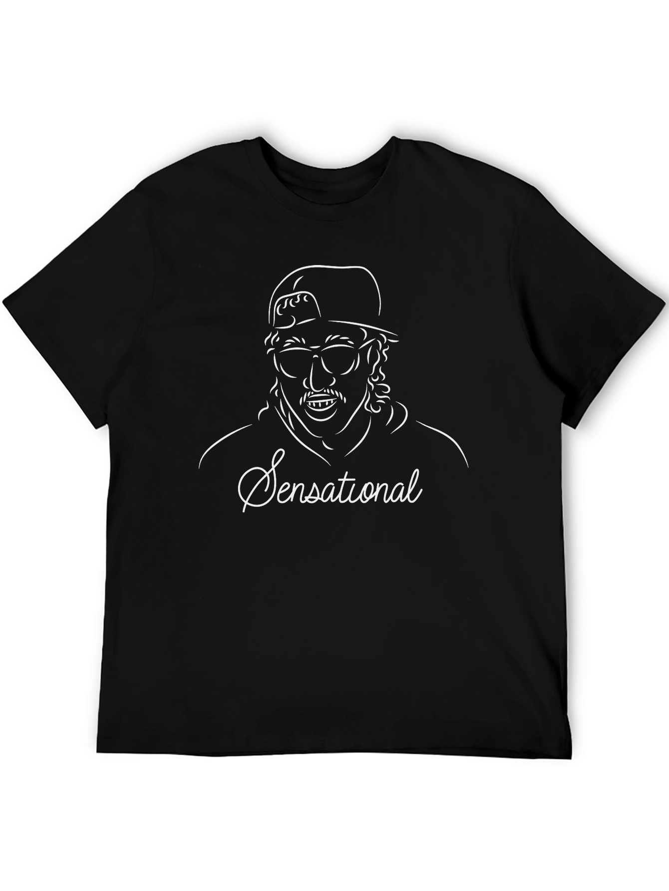 Sensational Line Art Graphic Tee - Cool Black T-Shirt