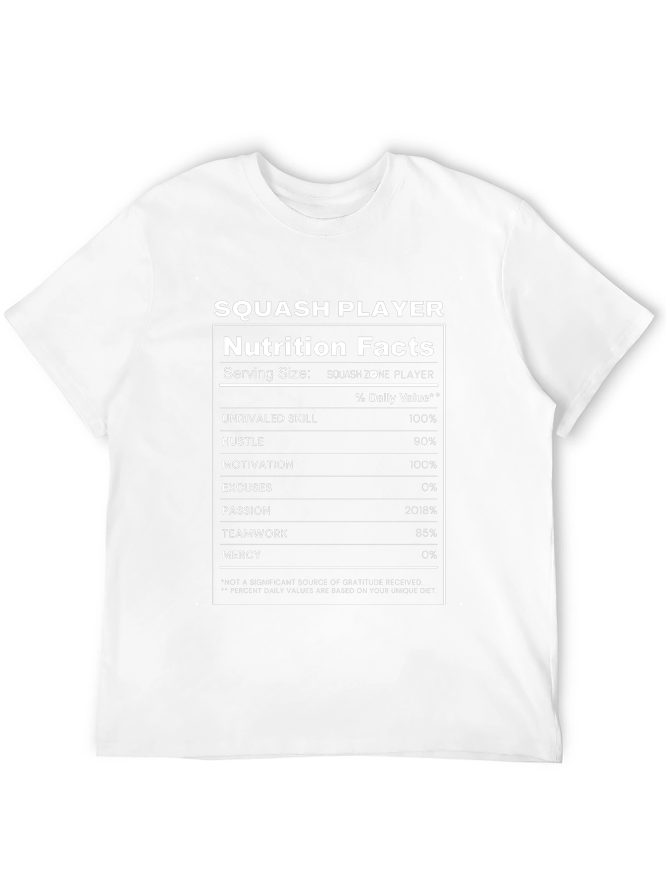 Squash Player Nutrition Facts Graphic Tee