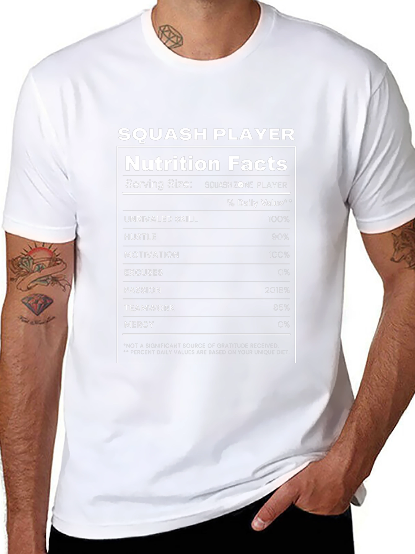 Squash Player Nutrition Facts Graphic Tee