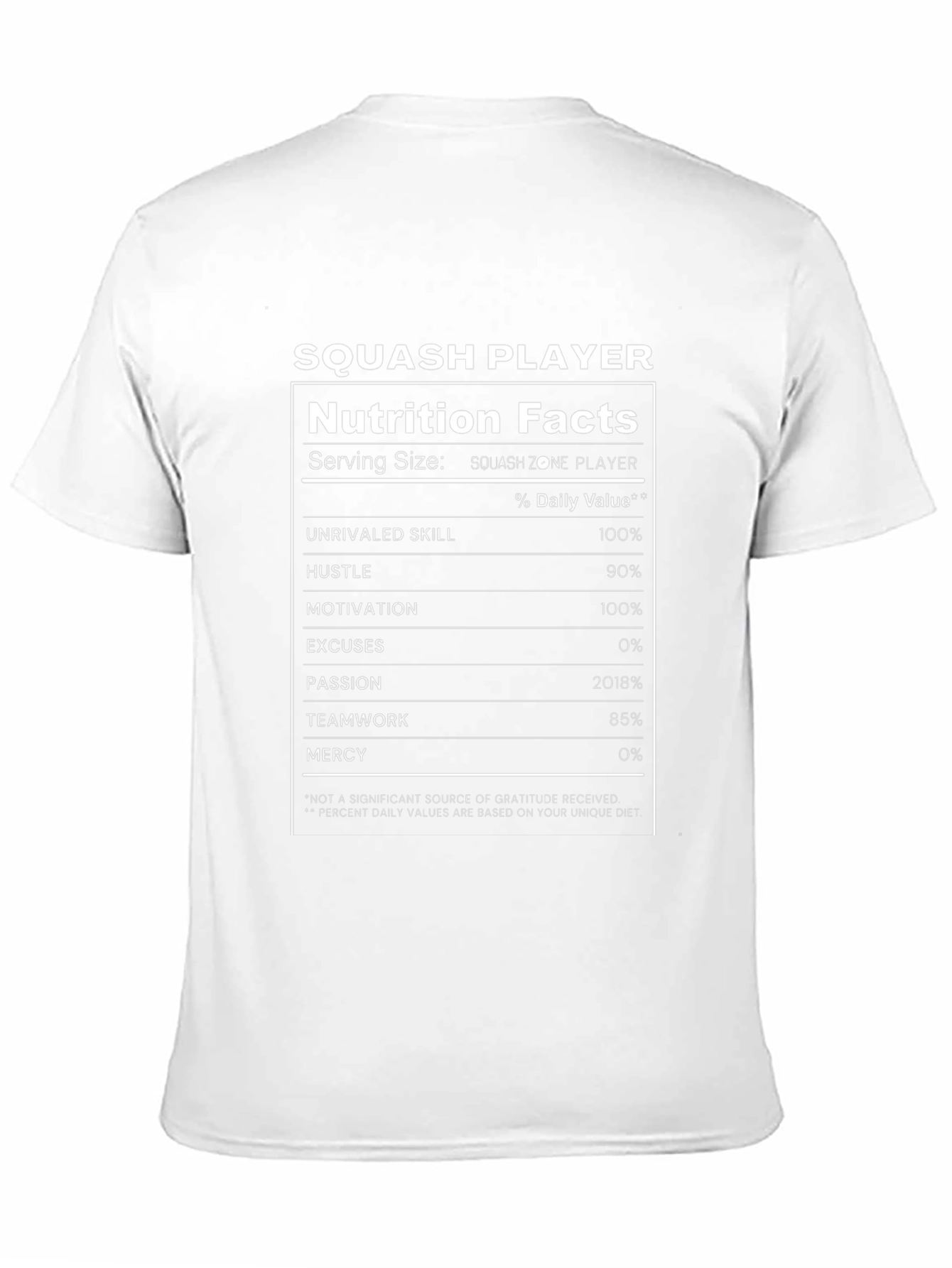 Squash Player Nutrition Facts Graphic Tee