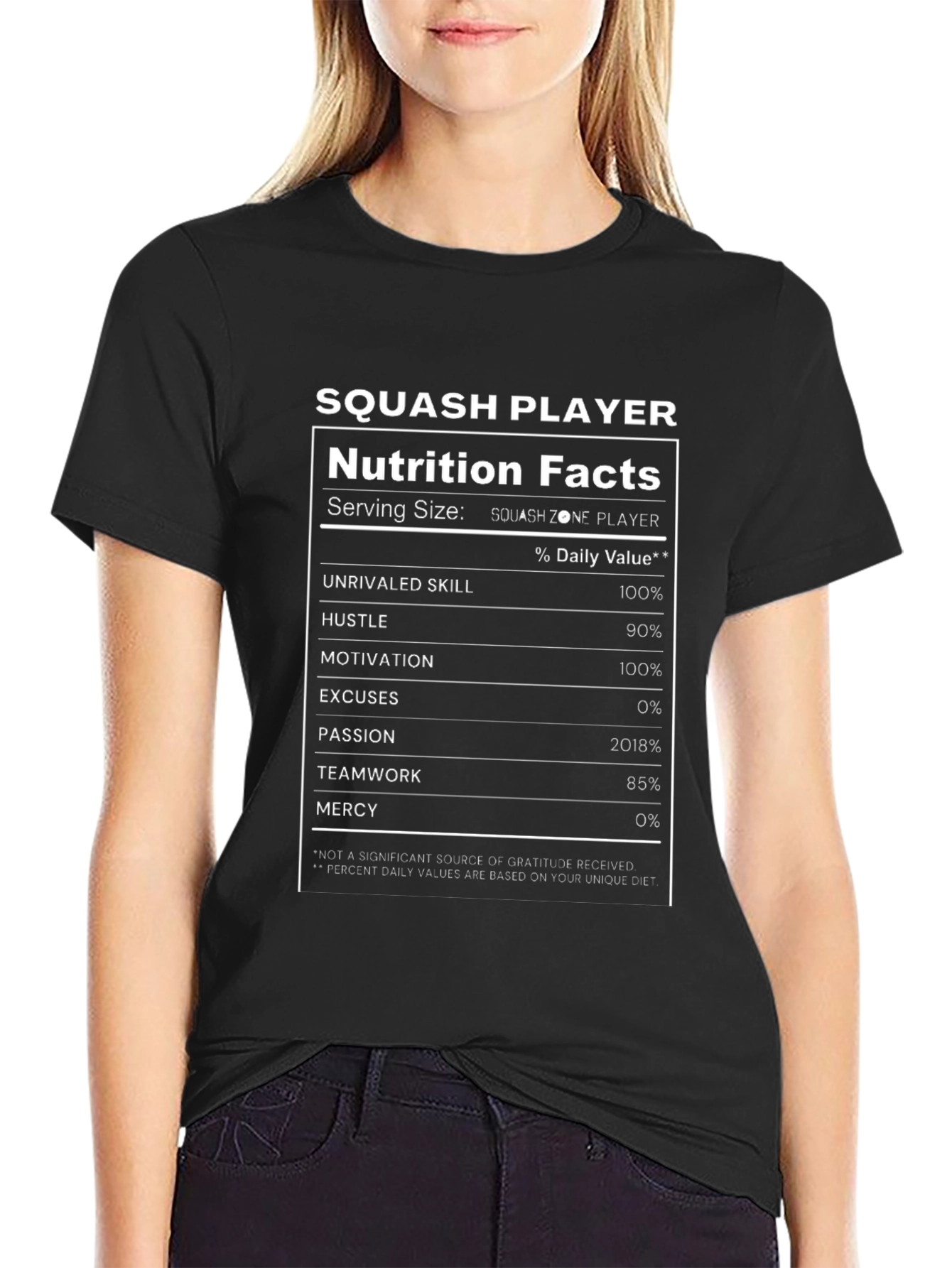 Squash Player Nutrition Facts Graphic Tee