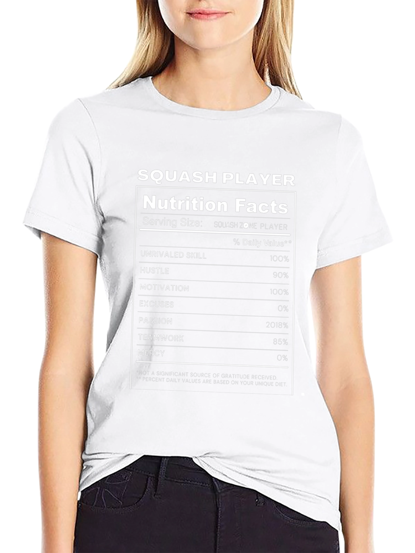 Squash Player Nutrition Facts Graphic Tee