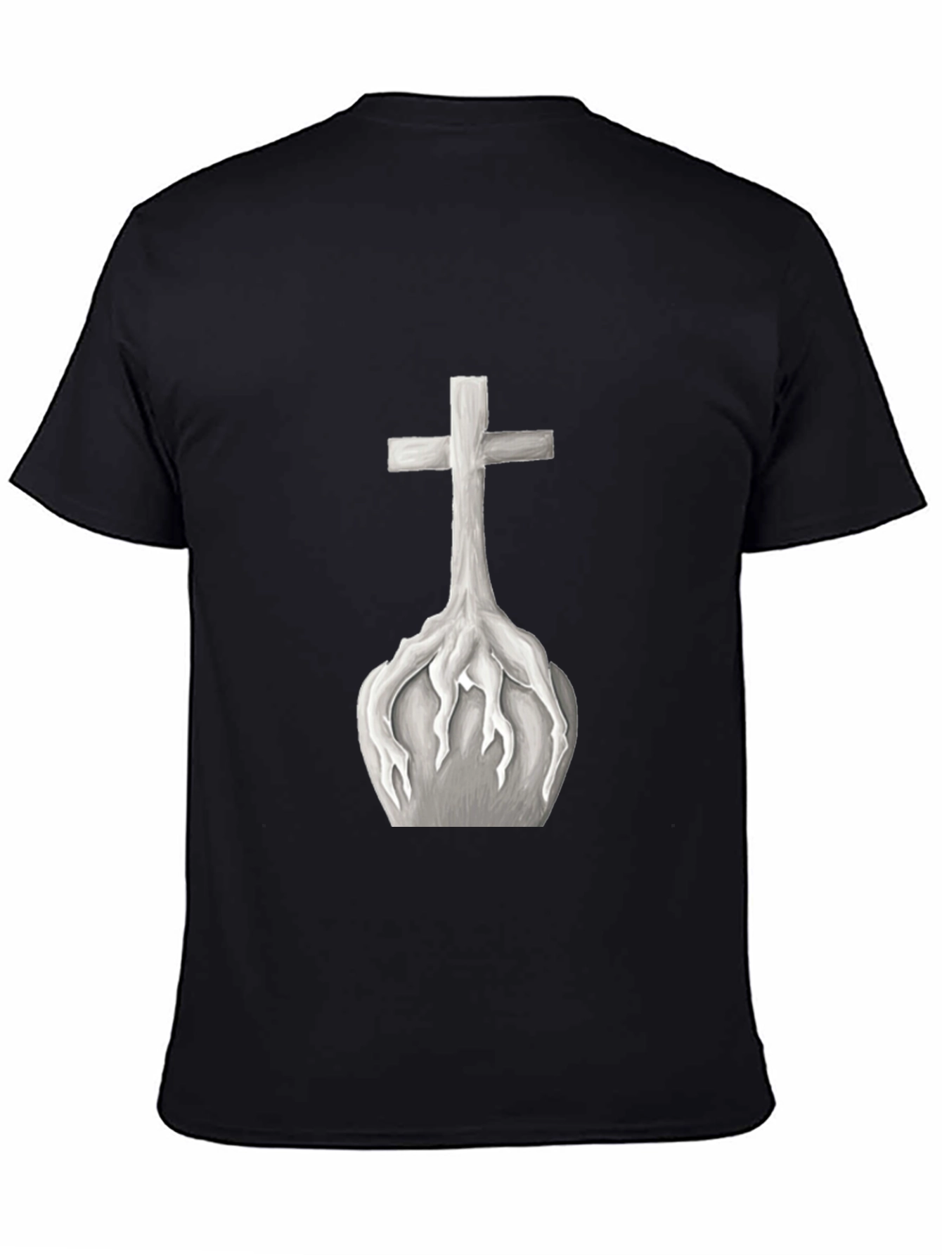 Cross Roots Graphic Tee - Black Cotton T-Shirt