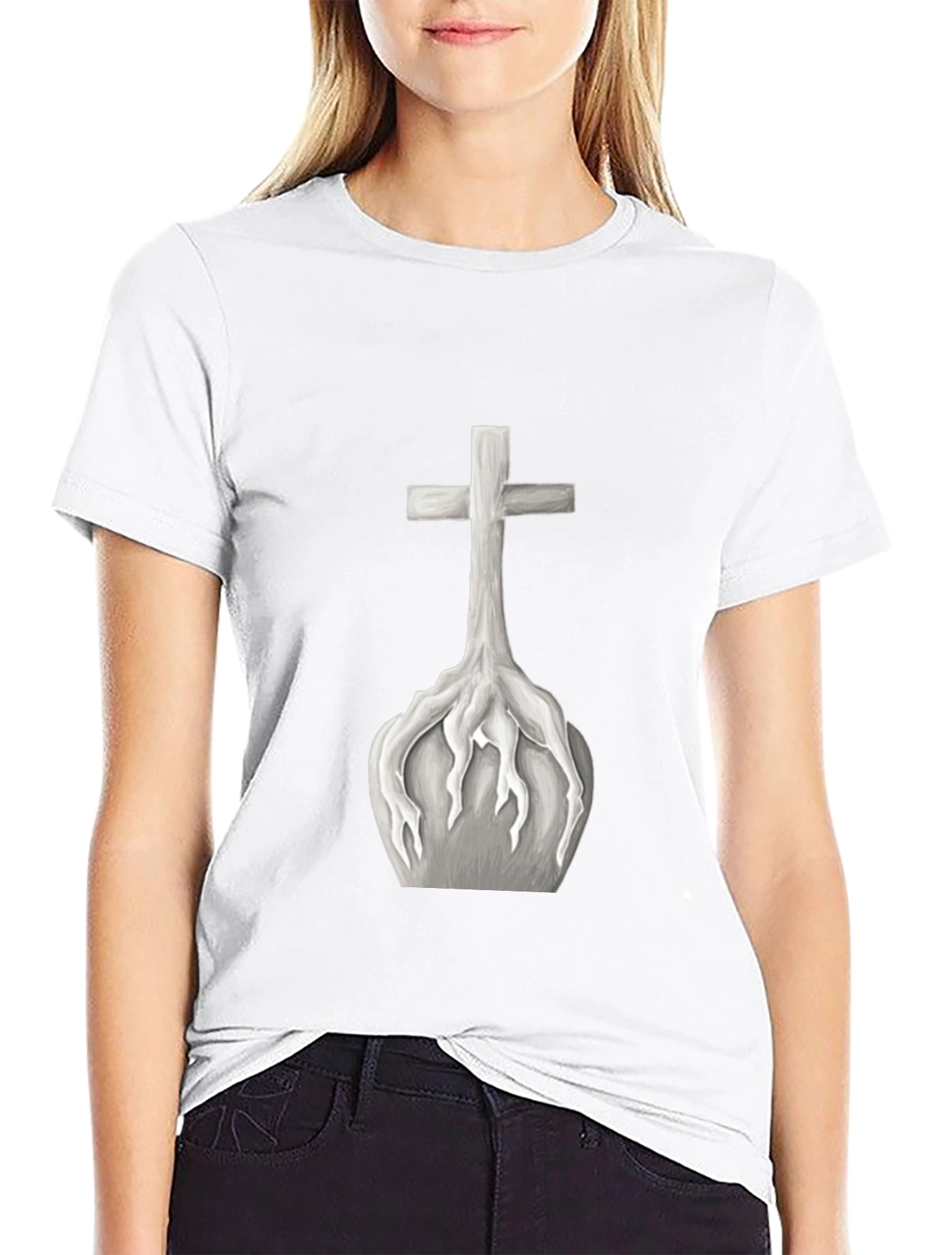 Cross Roots Graphic Tee - Black Cotton T-Shirt