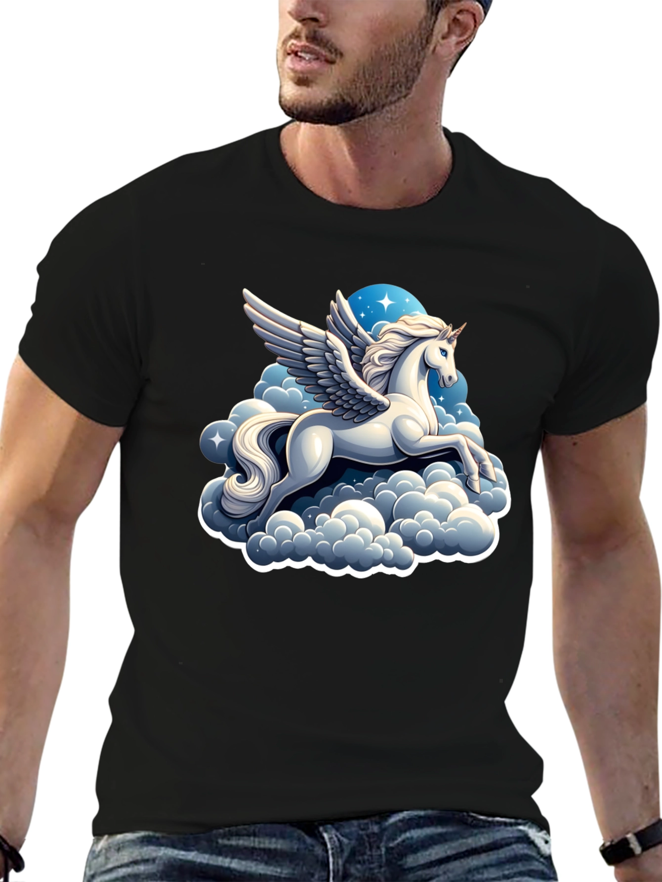 Pegasus Cloud T-Shirt - Black Cotton Tee