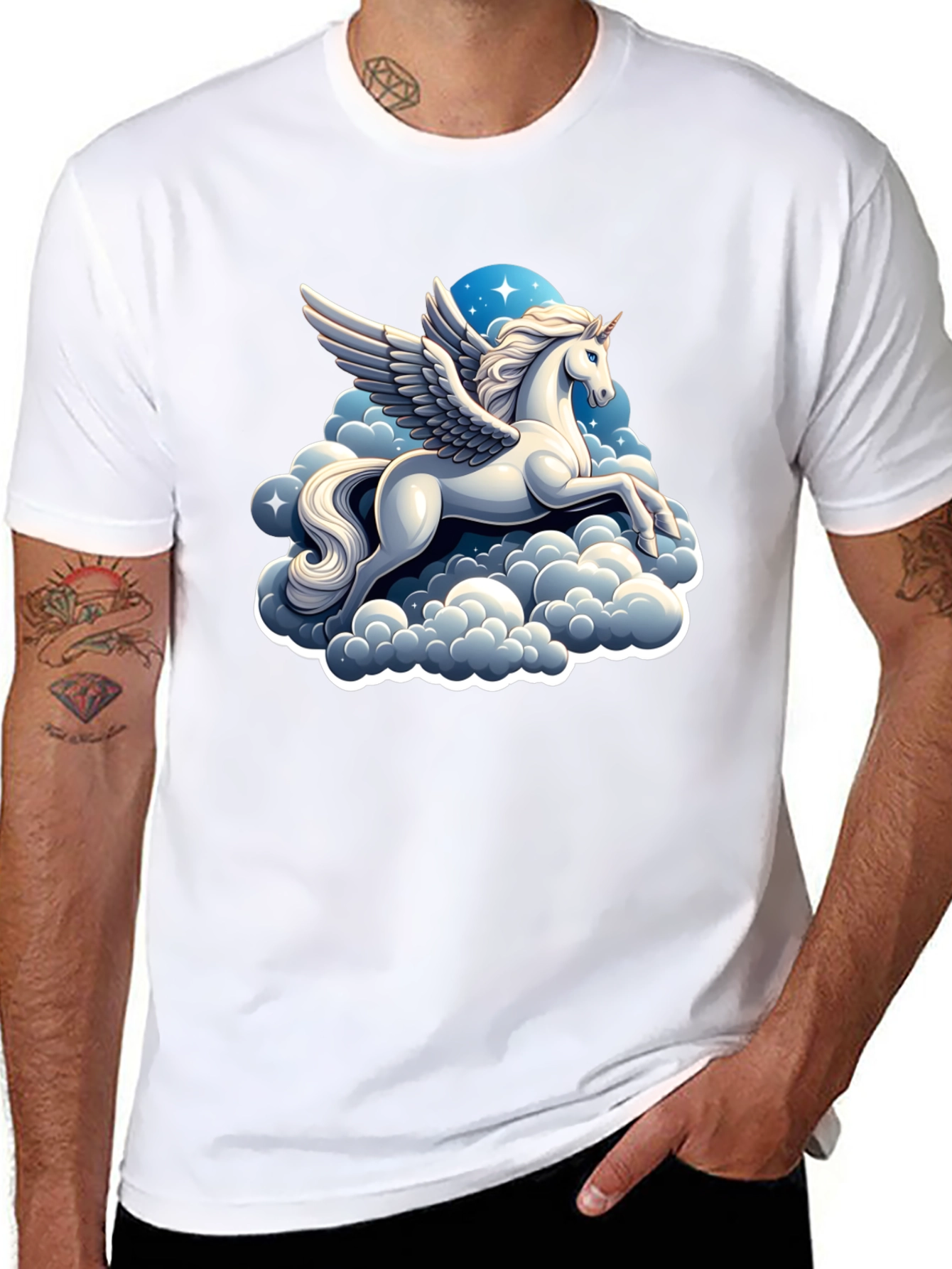 Pegasus Cloud T-Shirt - Black Cotton Tee