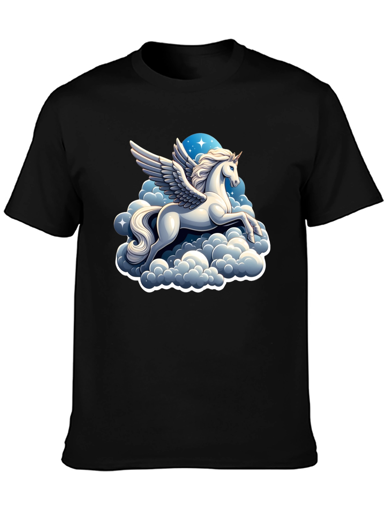 Pegasus Cloud T-Shirt - Black Cotton Tee