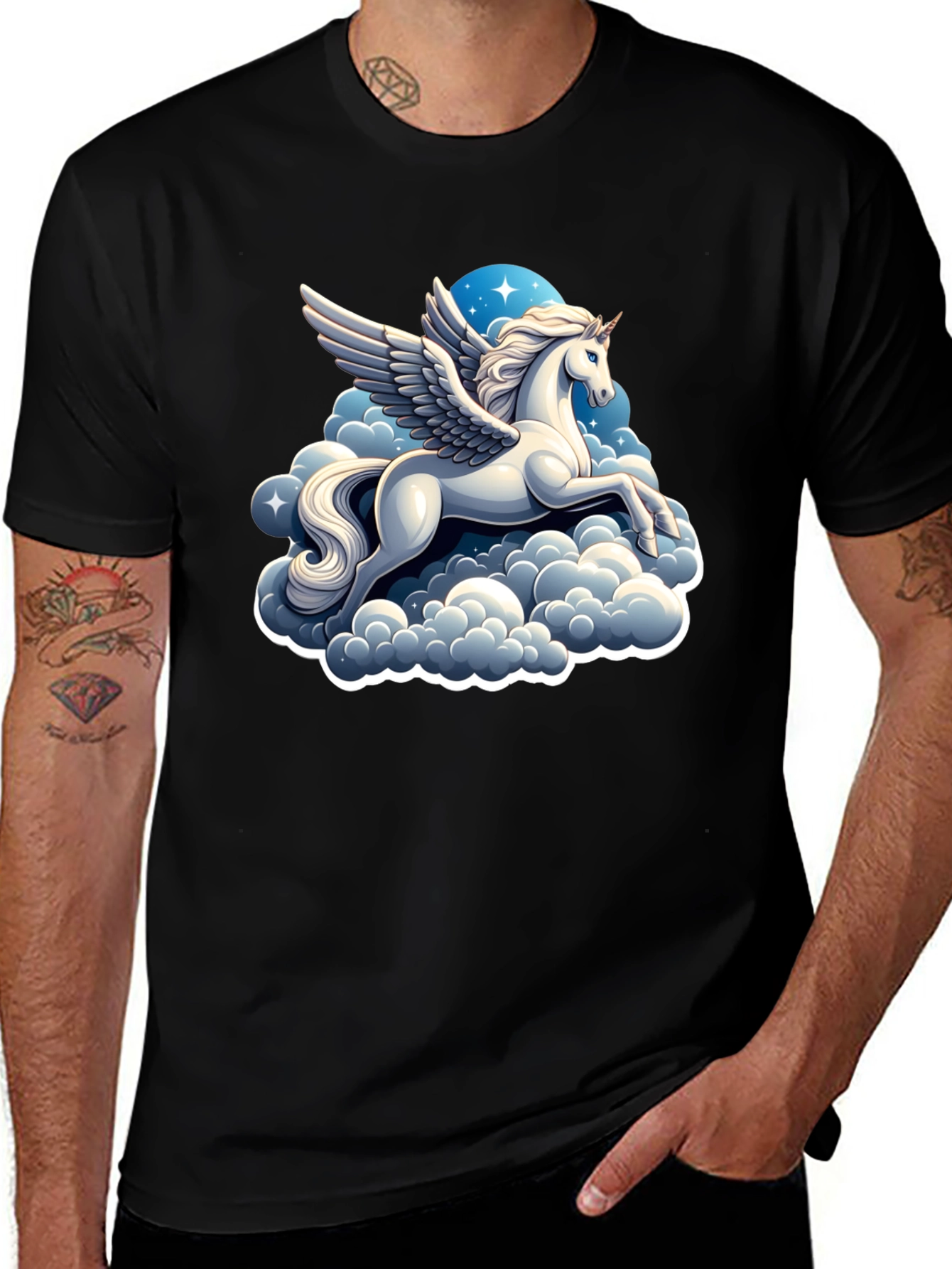 Pegasus Cloud T-Shirt - Black Cotton Tee