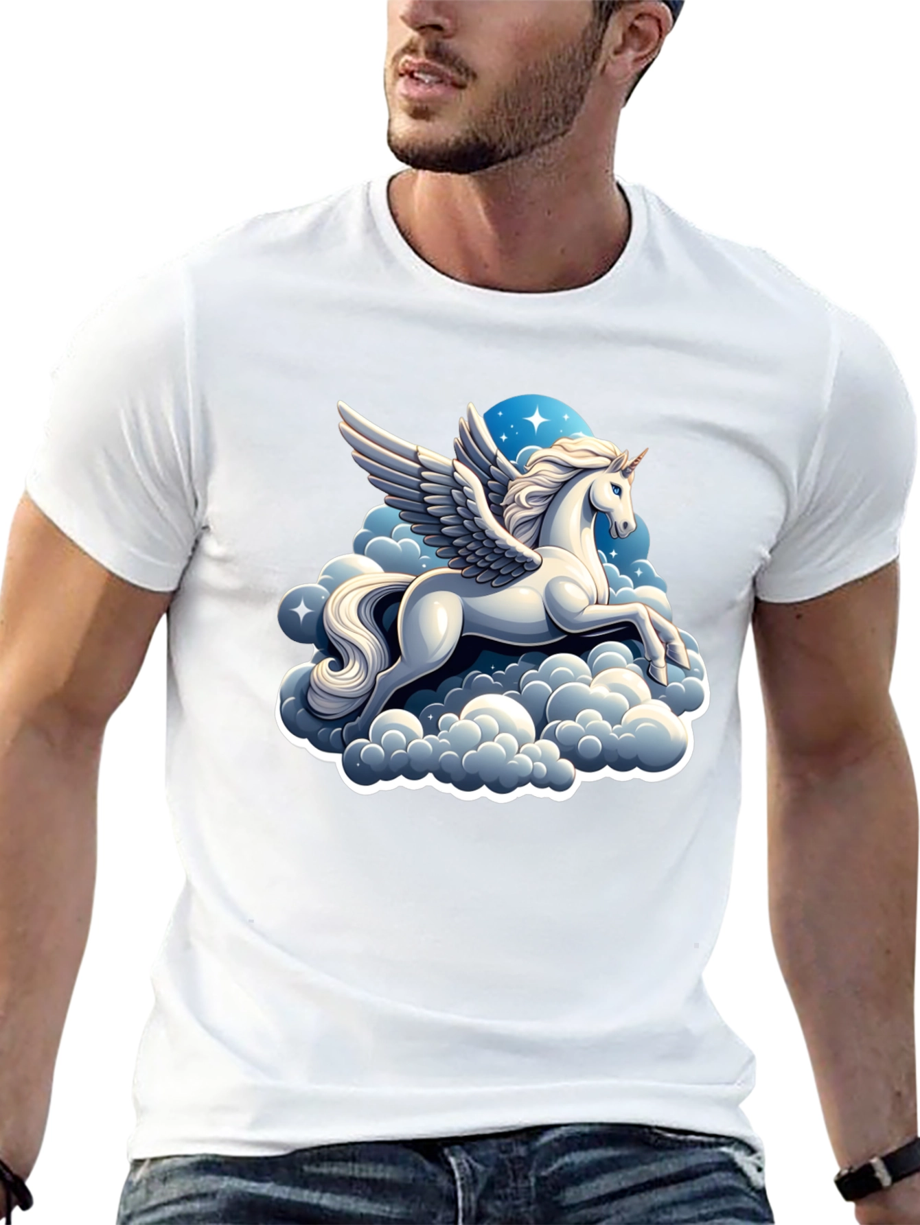 Pegasus Cloud T-Shirt - Black Cotton Tee