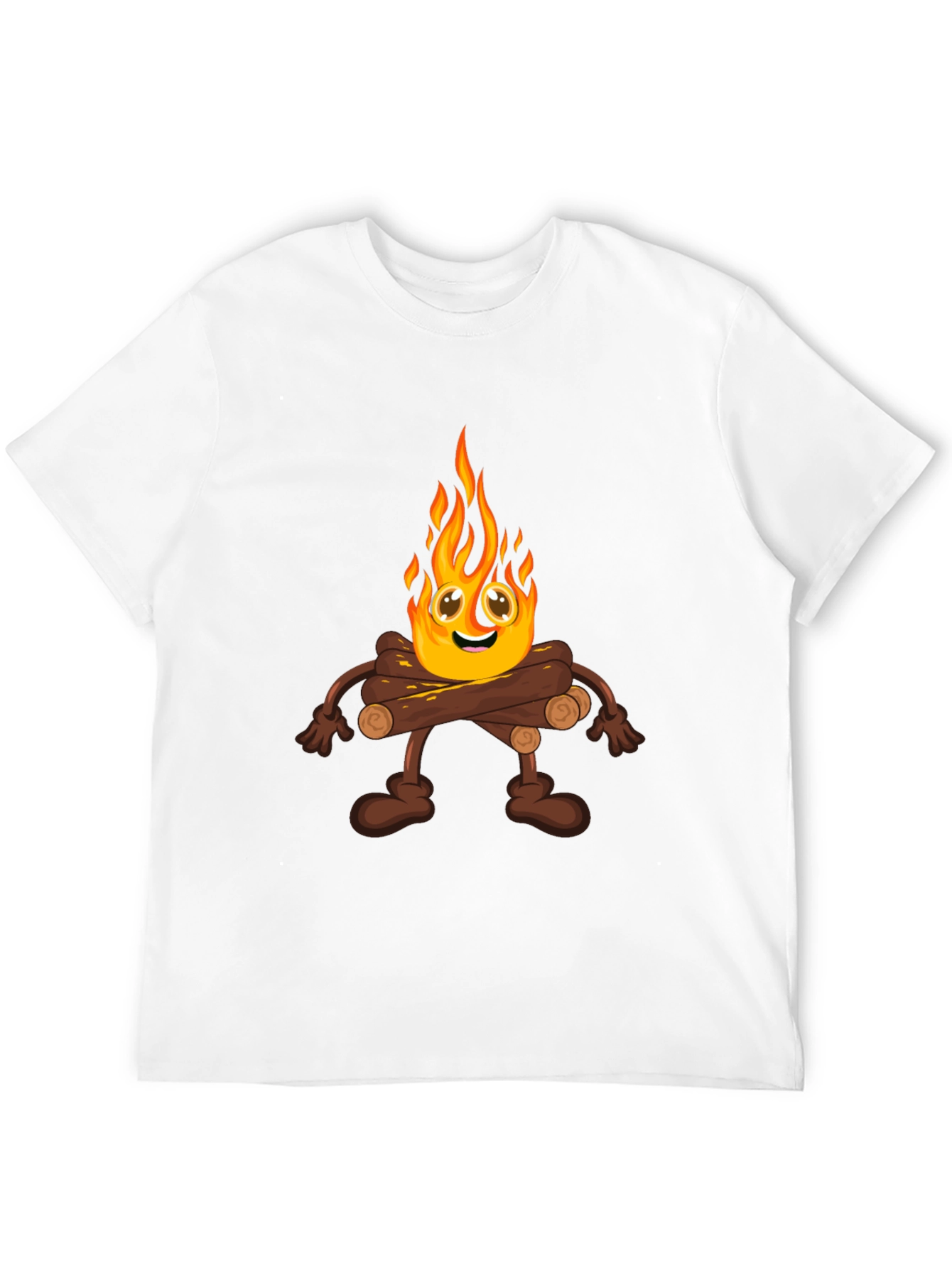 Campfire Cartoon Graphic Black T-Shirt