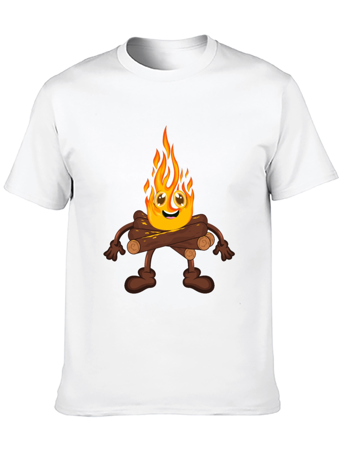 Campfire Cartoon Graphic Black T-Shirt
