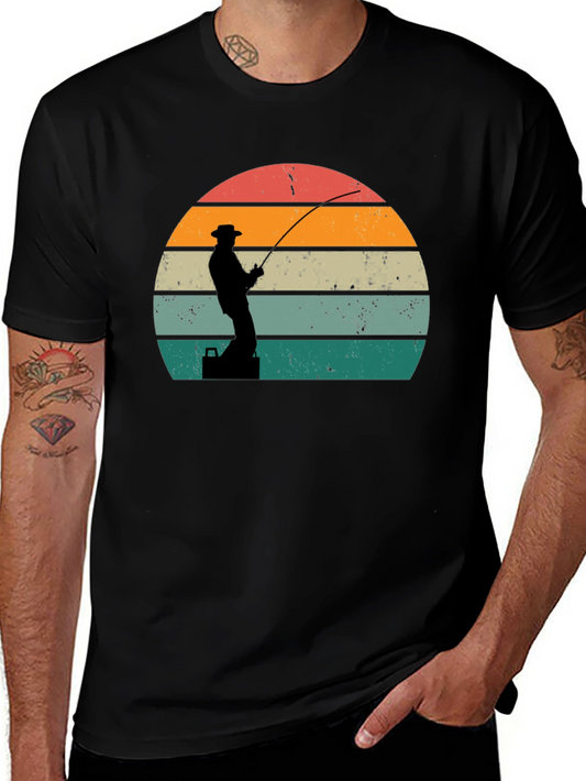 Vintage Fishing Sunset Graphic Tee
