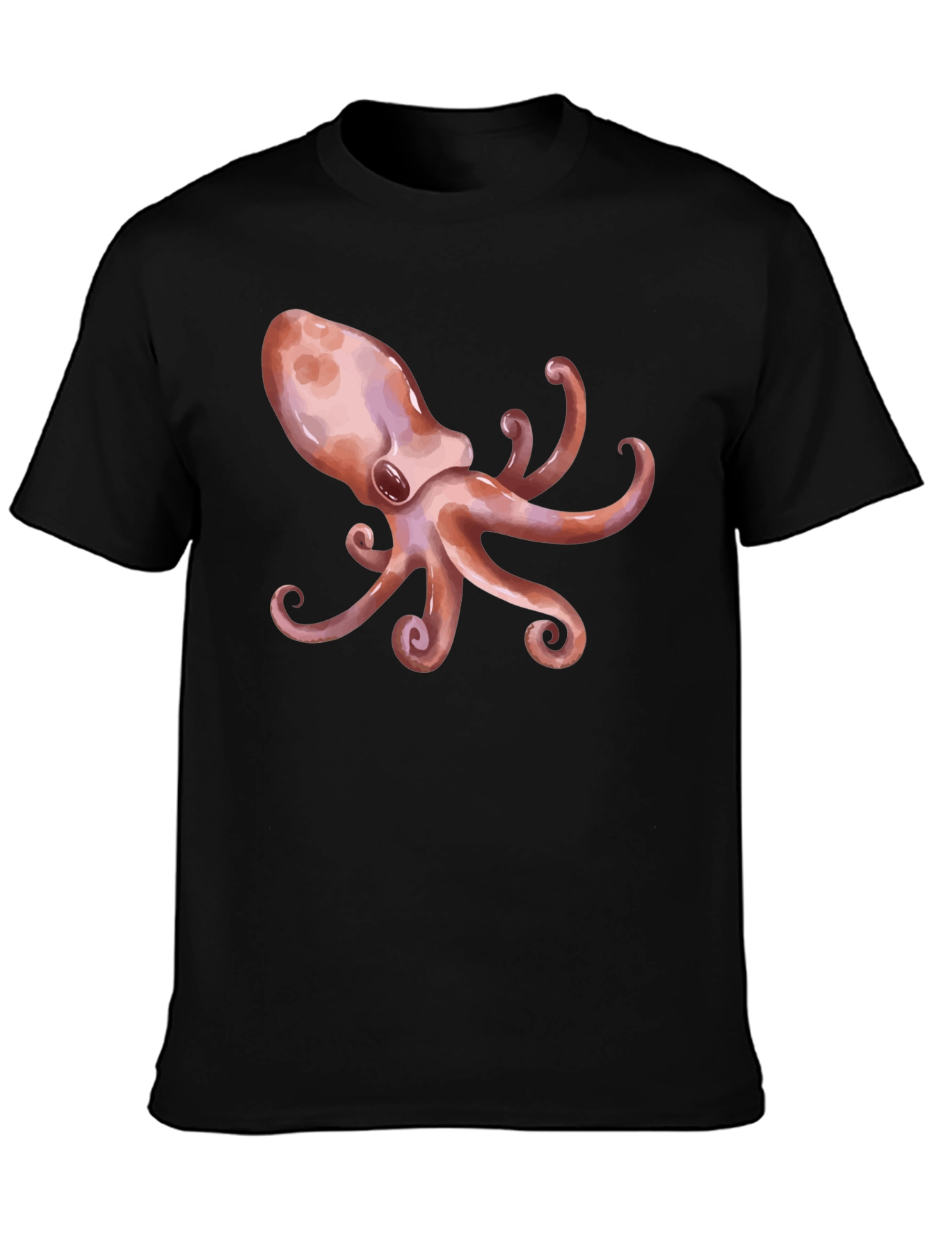 Octopus Graphic Print Black T-Shirt