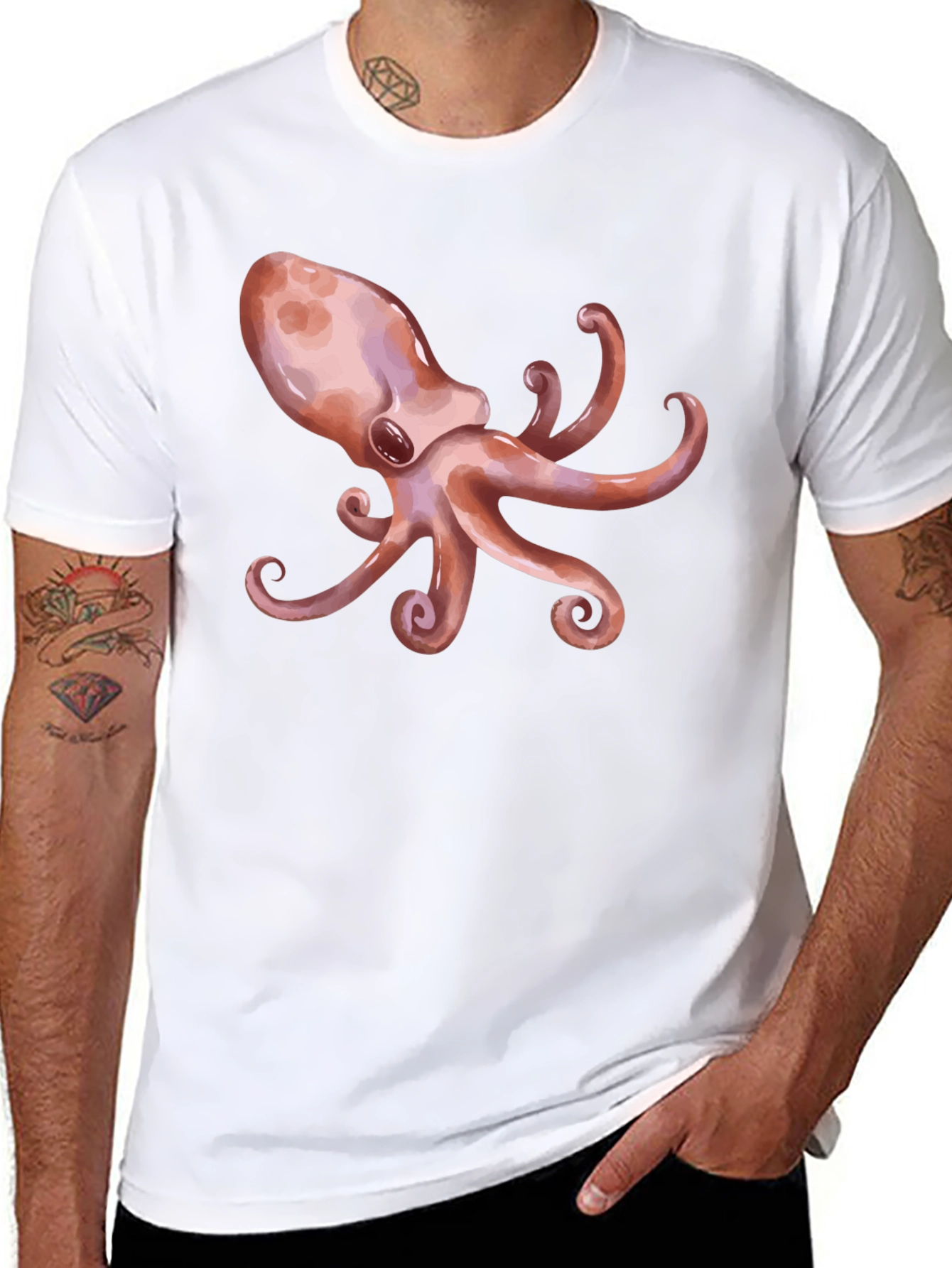 Octopus Graphic Print Black T-Shirt