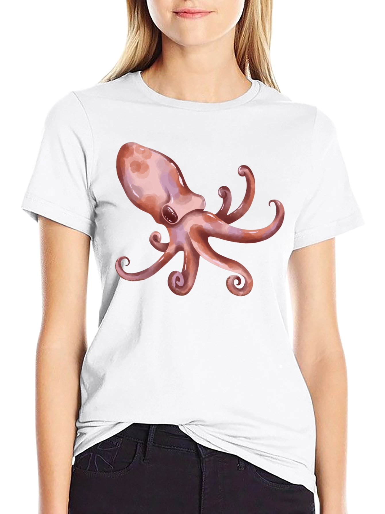 Octopus Graphic Print Black T-Shirt