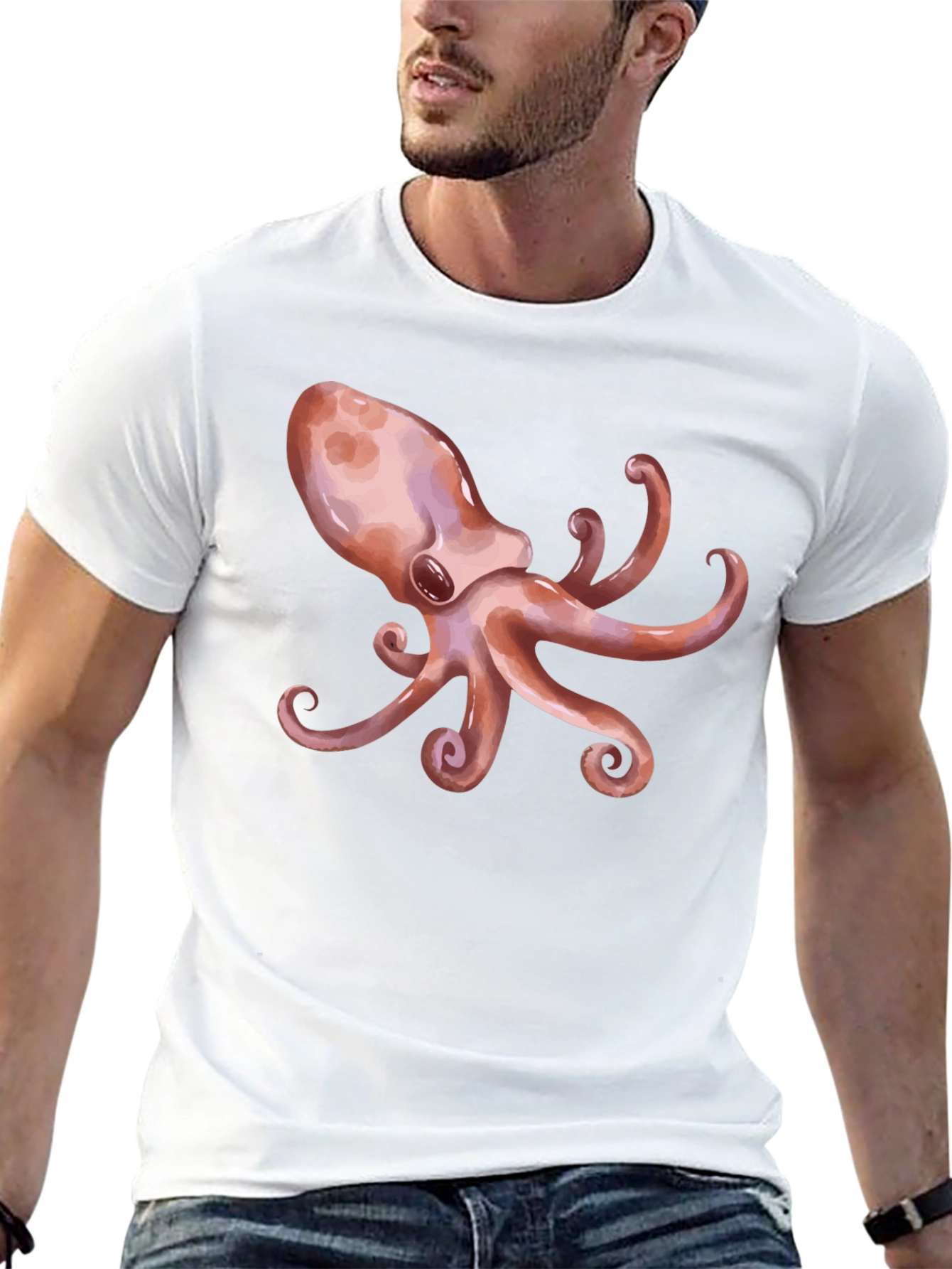 Octopus Graphic Print Black T-Shirt