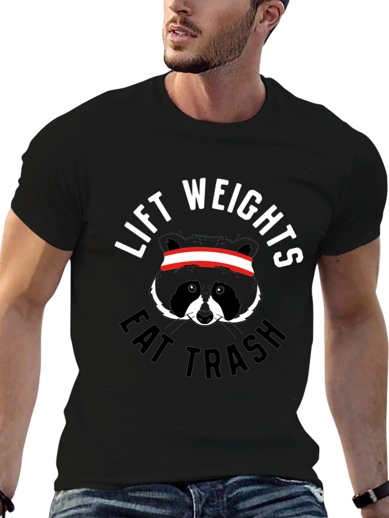 Lift Weights Eat Trash Funny Raccoon Gym T-Shirt