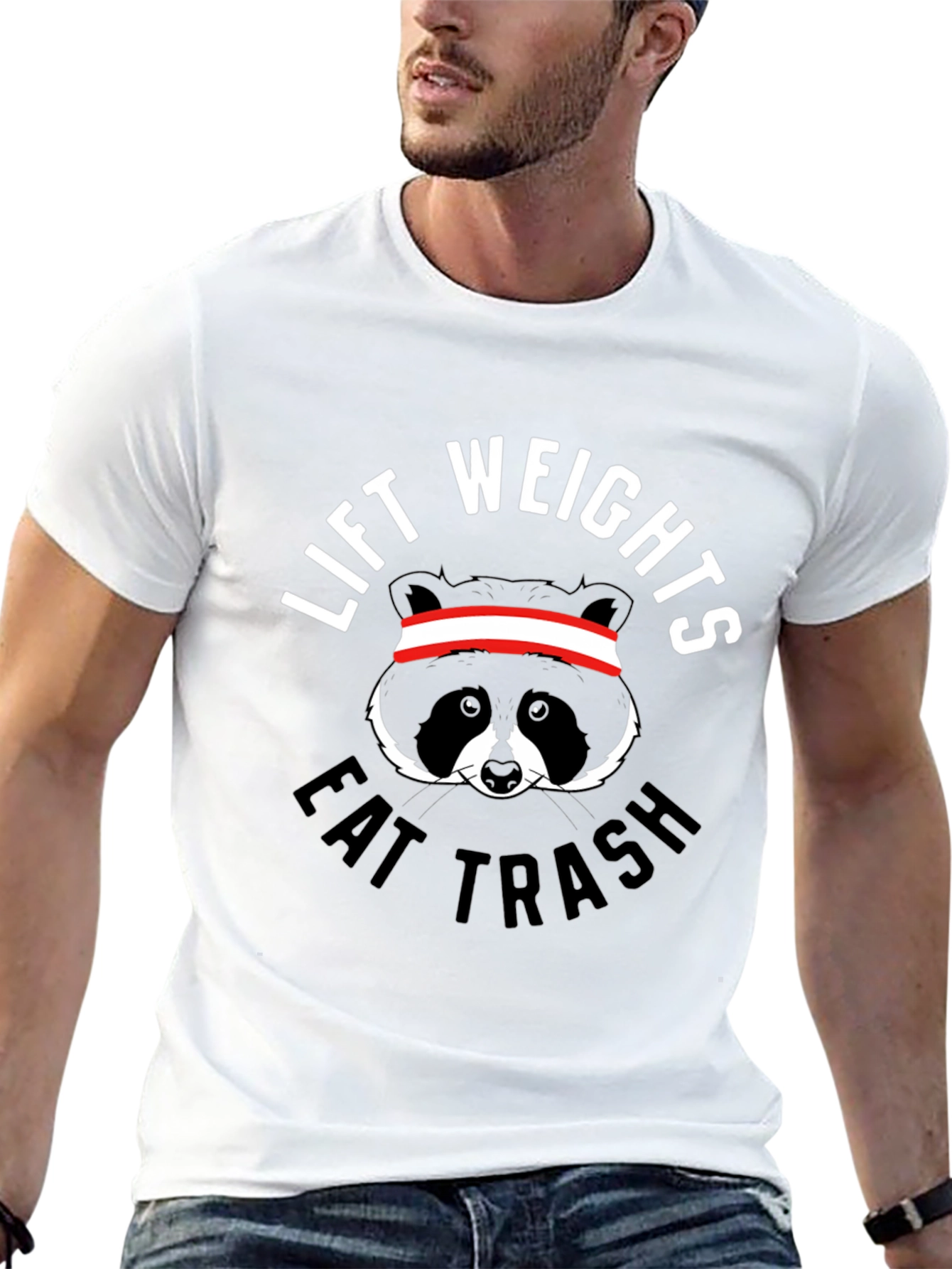 Lift Weights Eat Trash Funny Raccoon Gym T-Shirt