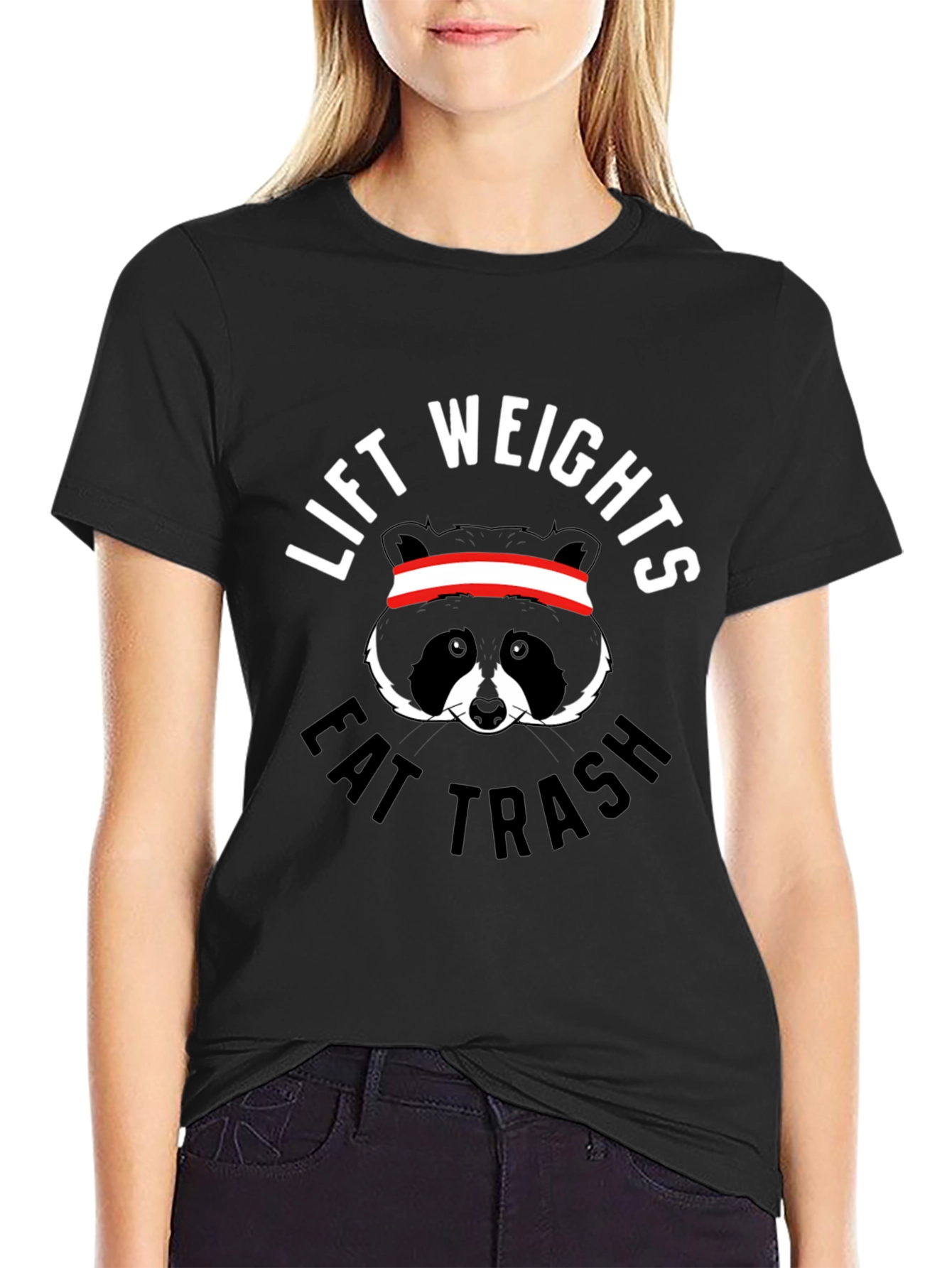 Lift Weights Eat Trash Funny Raccoon Gym T-Shirt