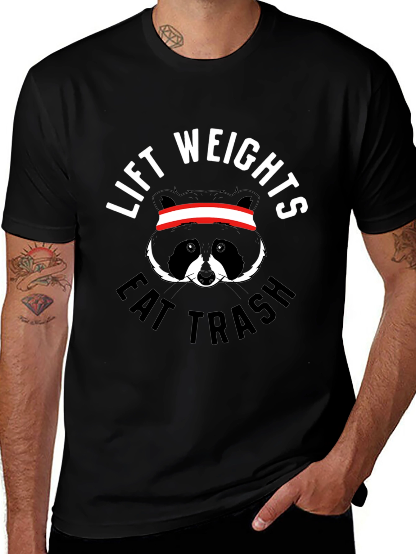 Lift Weights Eat Trash Funny Raccoon Gym T-Shirt