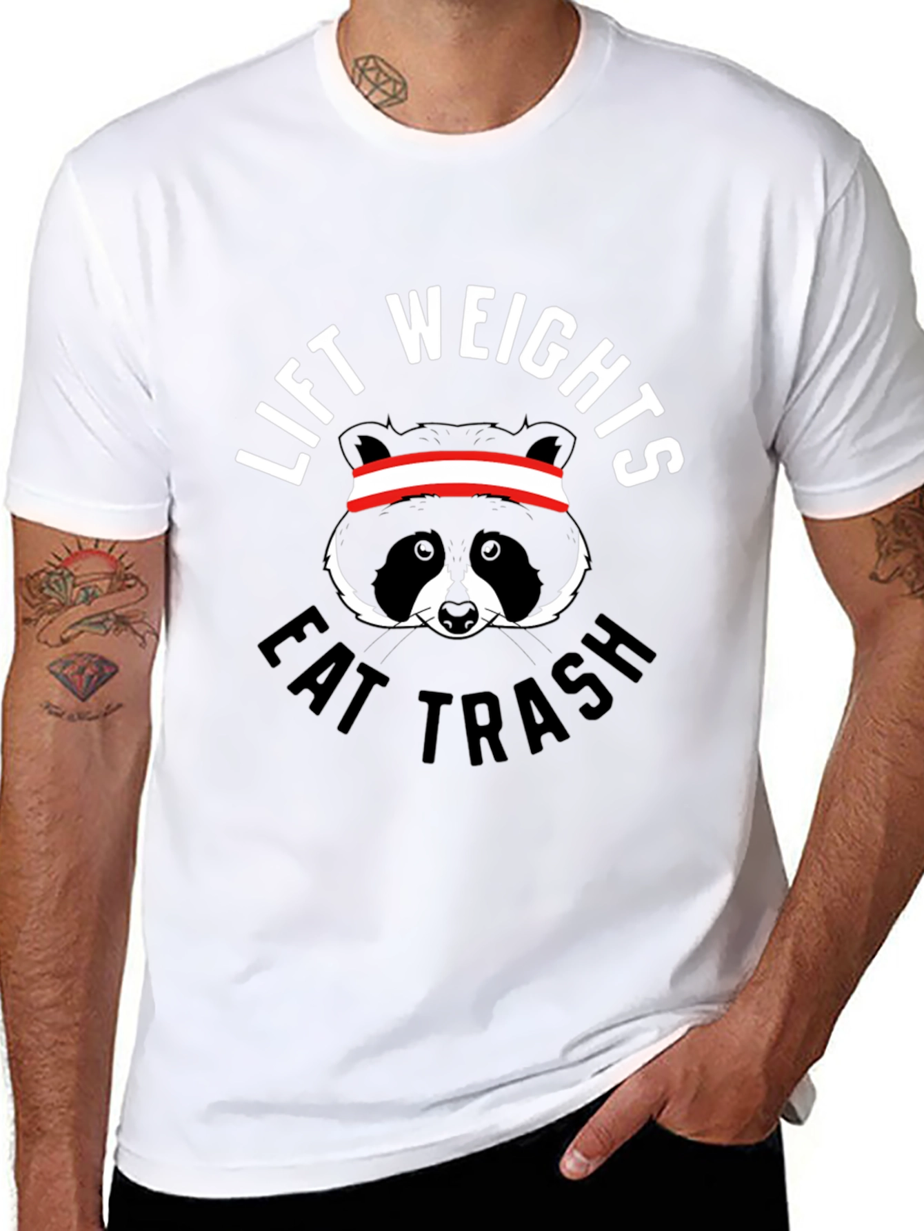 Lift Weights Eat Trash Funny Raccoon Gym T-Shirt
