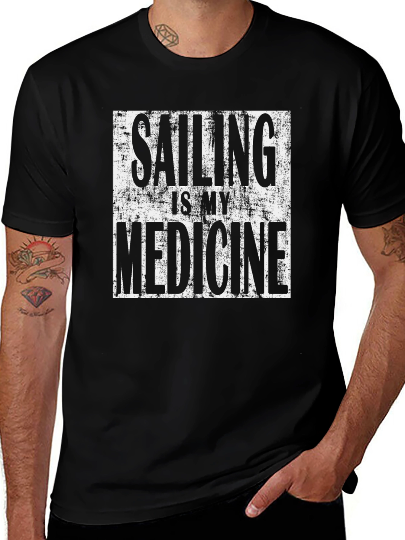 Sailing is My Medicine Black Graphic Tee