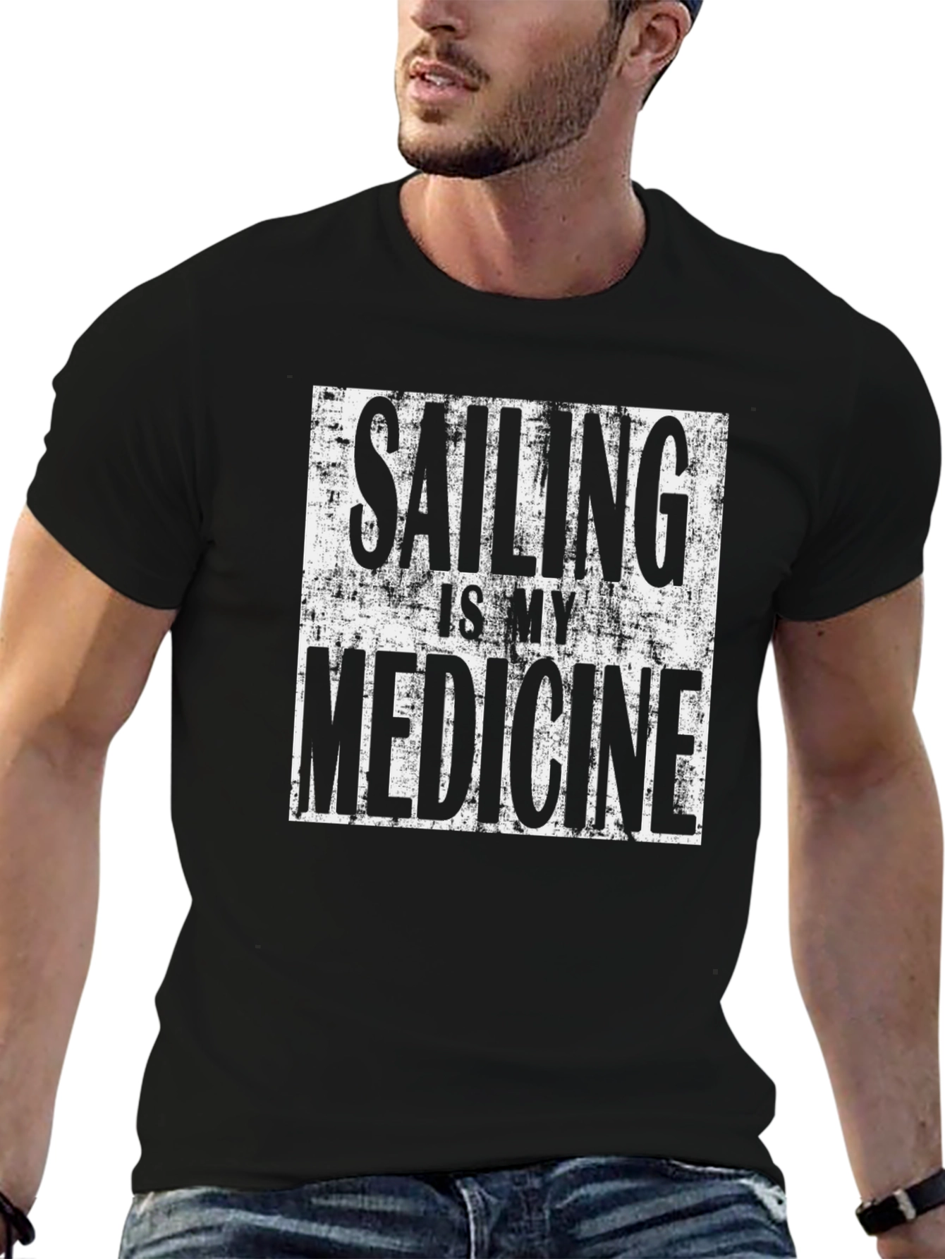 Sailing is My Medicine Black Graphic Tee